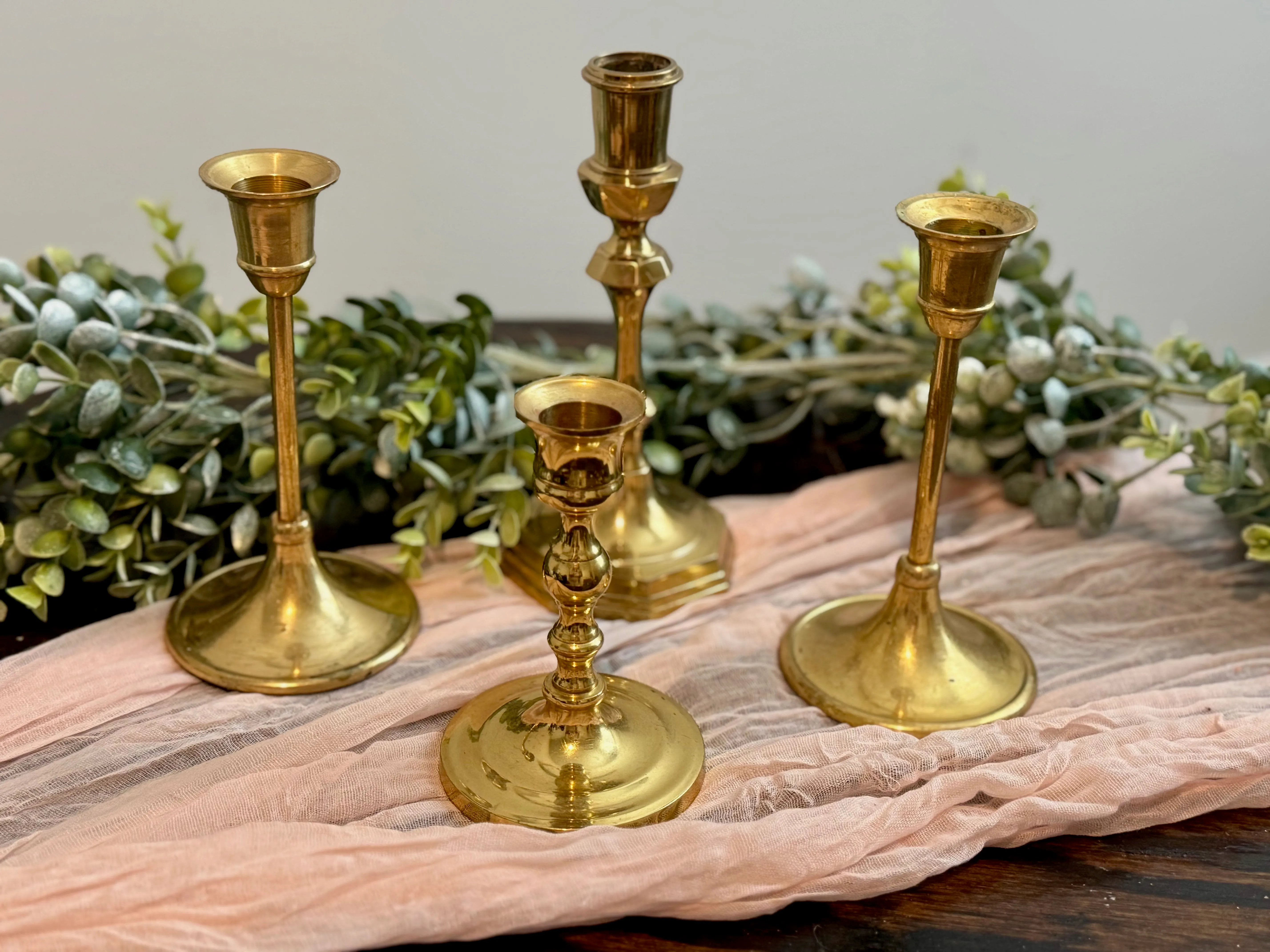 Assorted Medium Brass Candlesticks