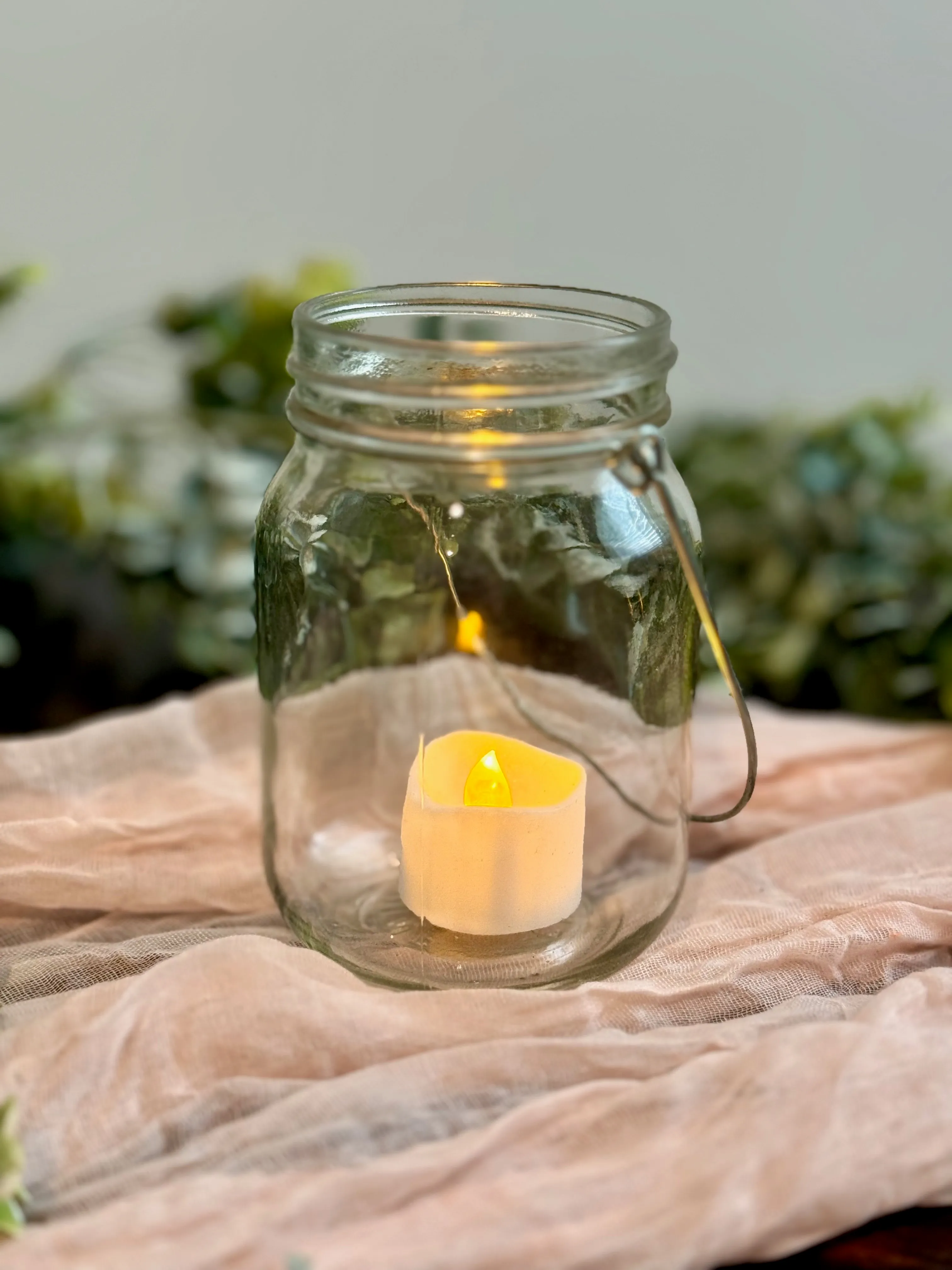 Clear Mason Jar with Hangers