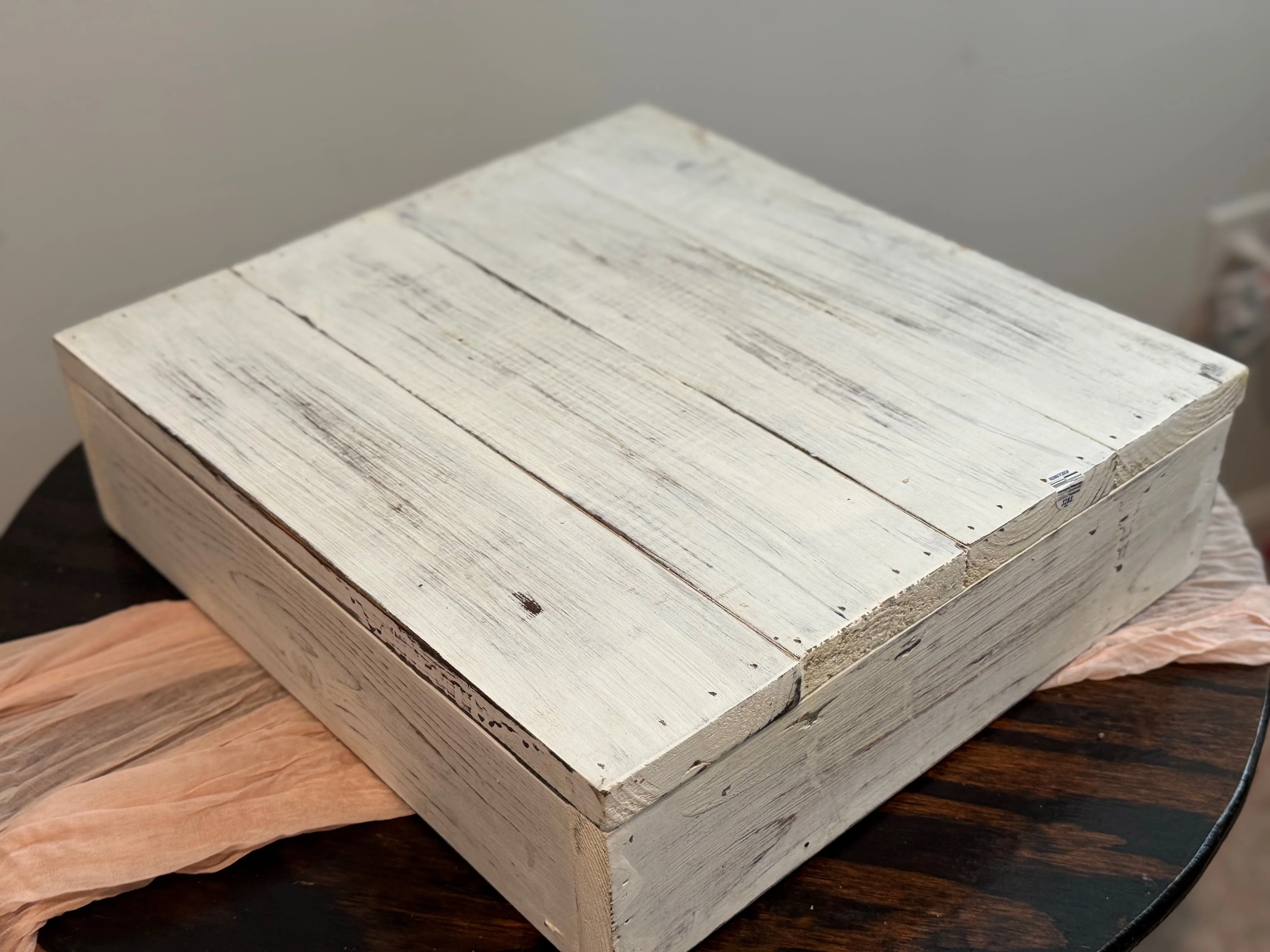 Large White Washed Cake Box