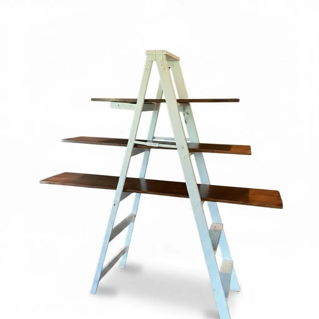 5' WHITE LADDER WITH SHELVES