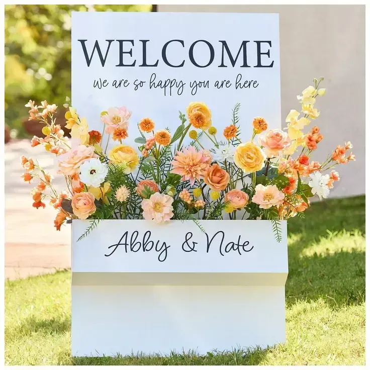 Welcome Flower Box Wood Decor