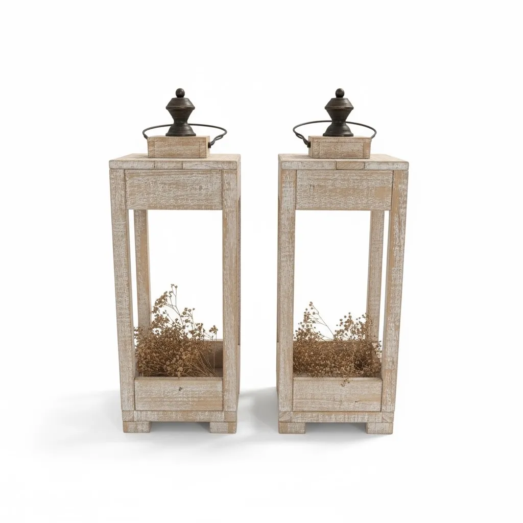 Large White Wash Lanterns