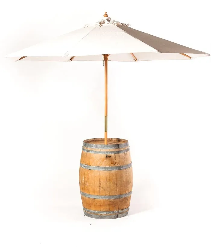 Whiskey Barrel with Umbrella 