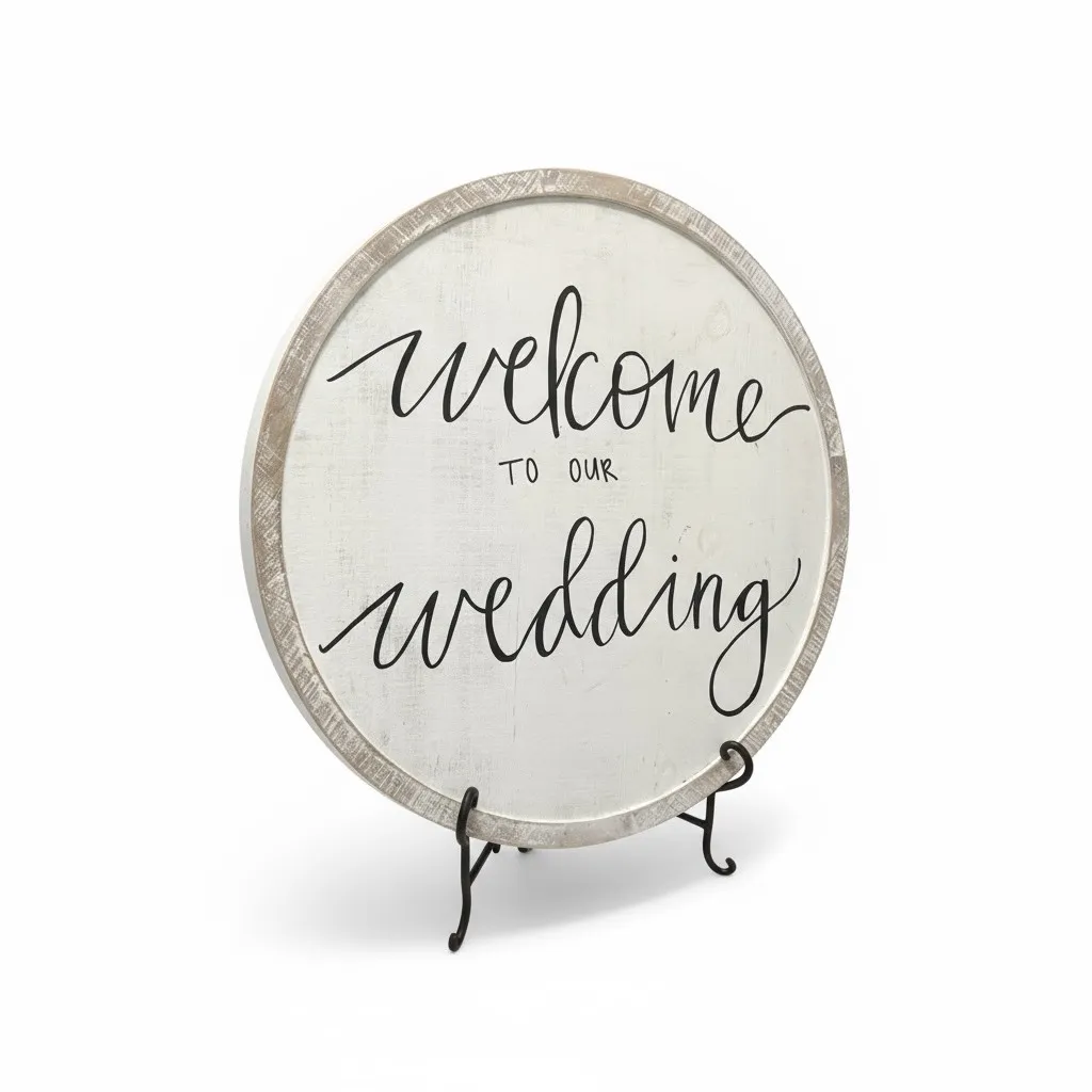 Wooden White Welcome to Our Wedding