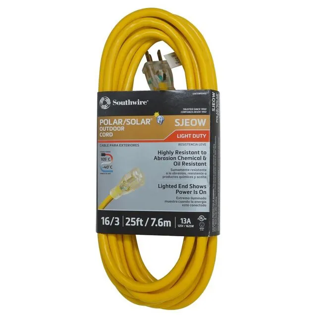 25-ft 16/3 Light Duty 3 Prong Indoor/Outdoor Extension Power Cord
