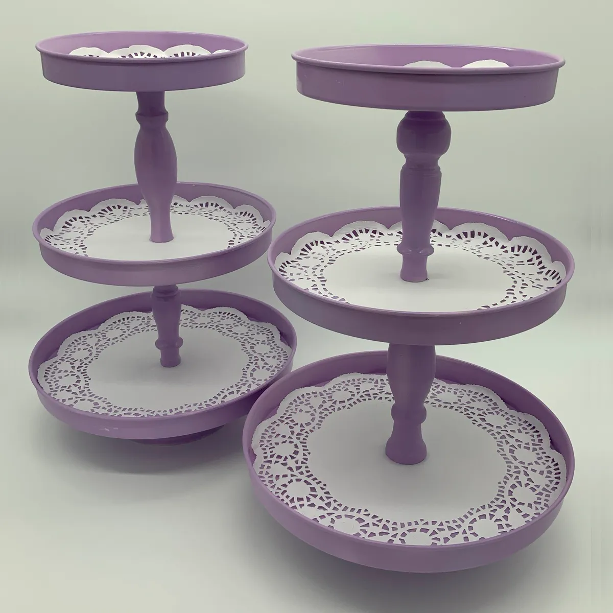 Purple 3 Tier Cake Stands