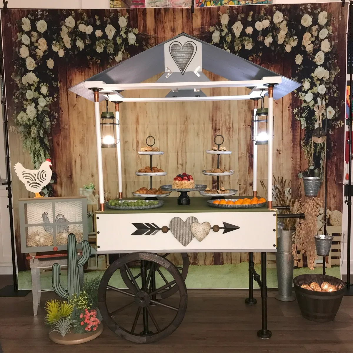 Barn White Flowers Backdrop