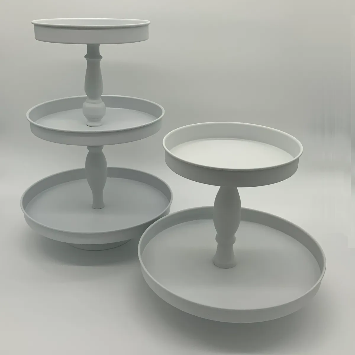 White 3 & 2 Tier Cake Stands