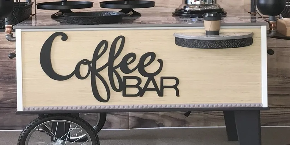 Beige Cart Coffee Bar Finish