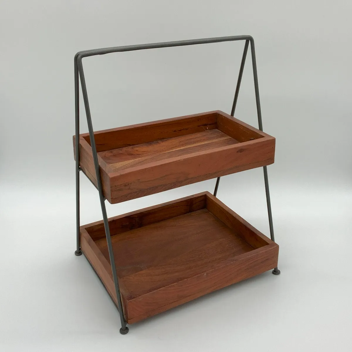 Wood 2 Tier Coffee Bar Tray