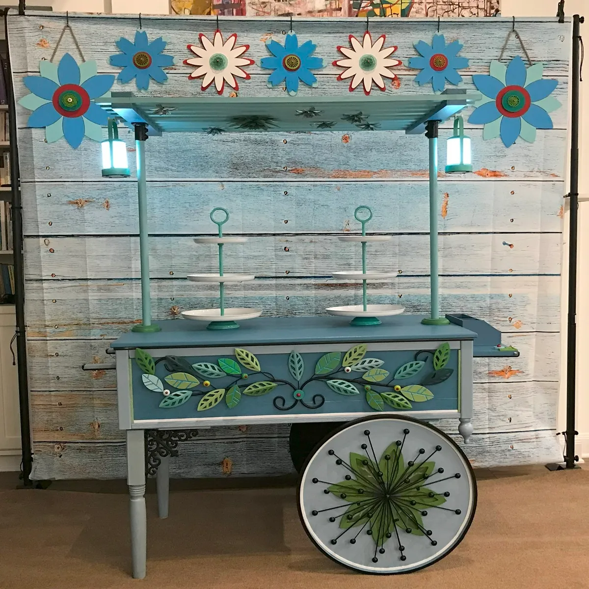 Grey Blue Wood Backdrop