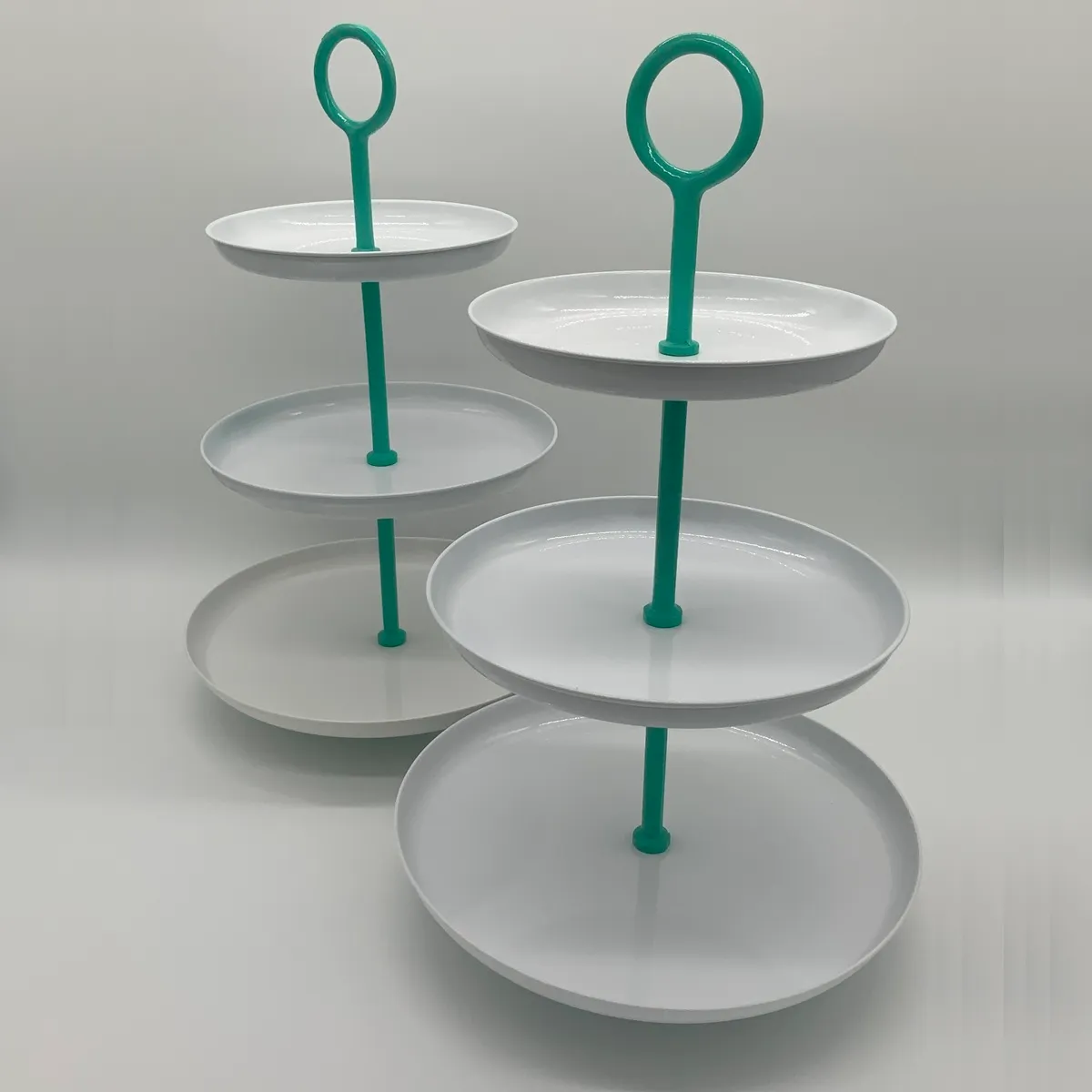 White and Green 3 Tier Cake Stands