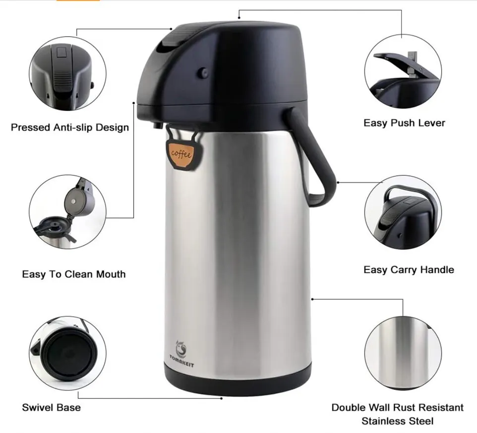 Tomakeit 3.0 liters Airpot Beverage Dispenser