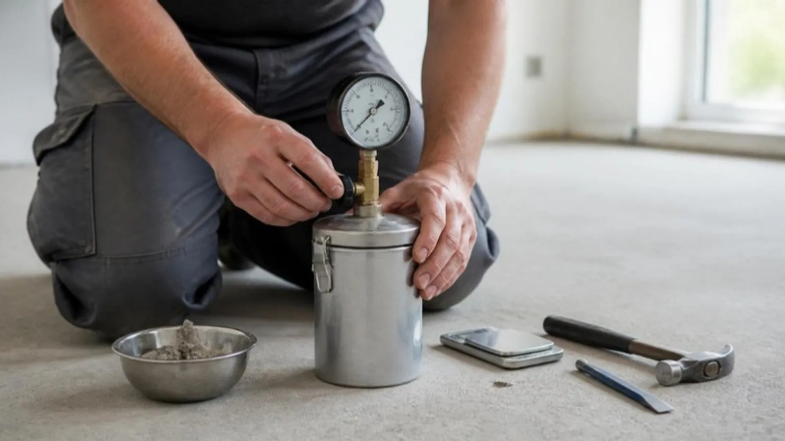 CM-Messung: Feuchteprüfung am Estrich vor der Belegung