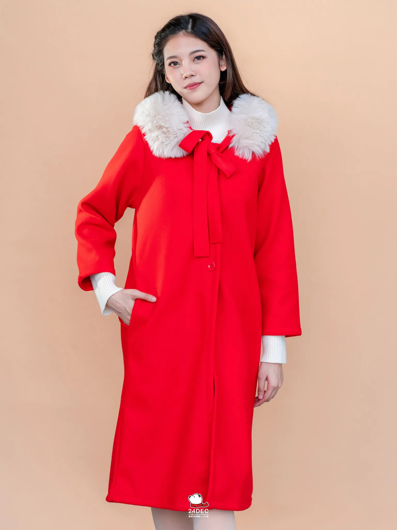 (*หยุดเช่า*) เช่าเสื้อโค้ท หญิง รุ่น PAMELA สี แดง