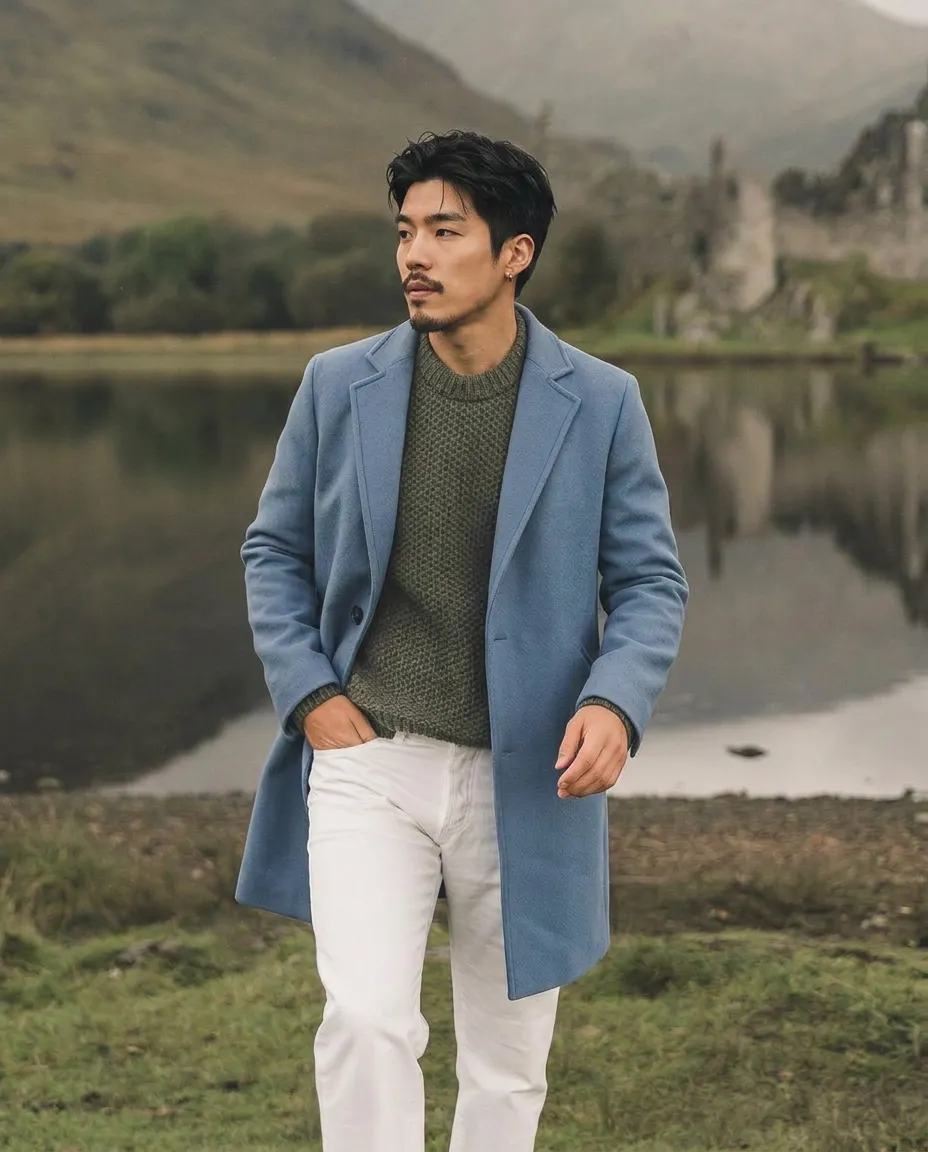 เช่าเสื้อโค้ท ชาย รุ่น ZEUS สี ฟ้า