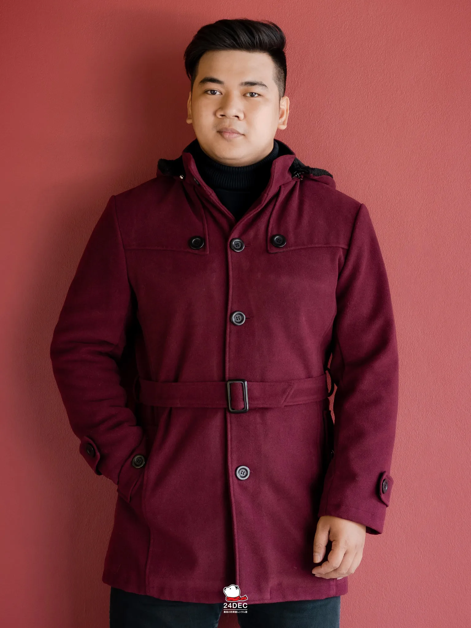 เช่าเสื้อโค้ท ชาย รุ่น OPERA สี แดงเรดไวน์