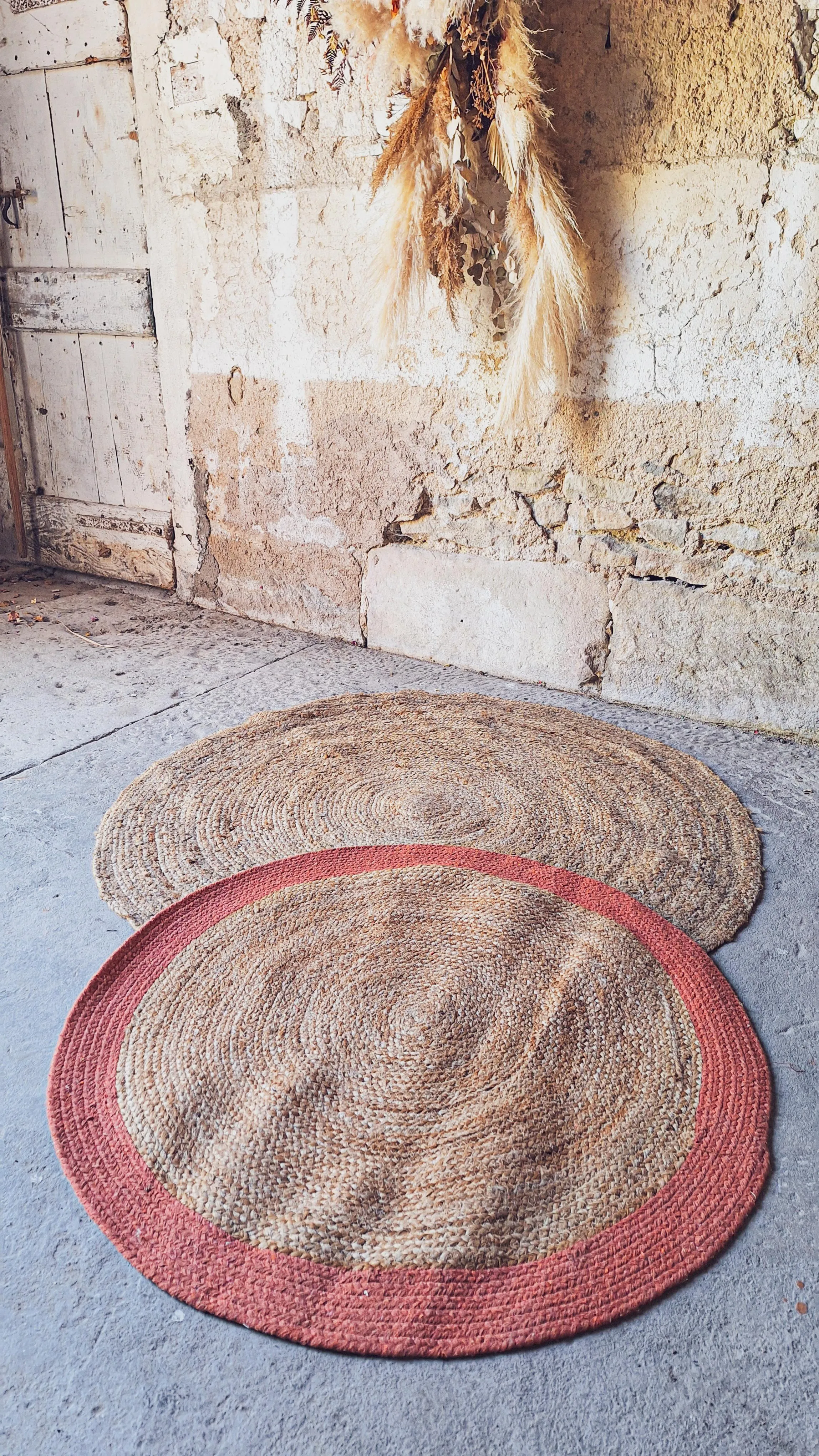 Tapis jute rond terracotta 90cm