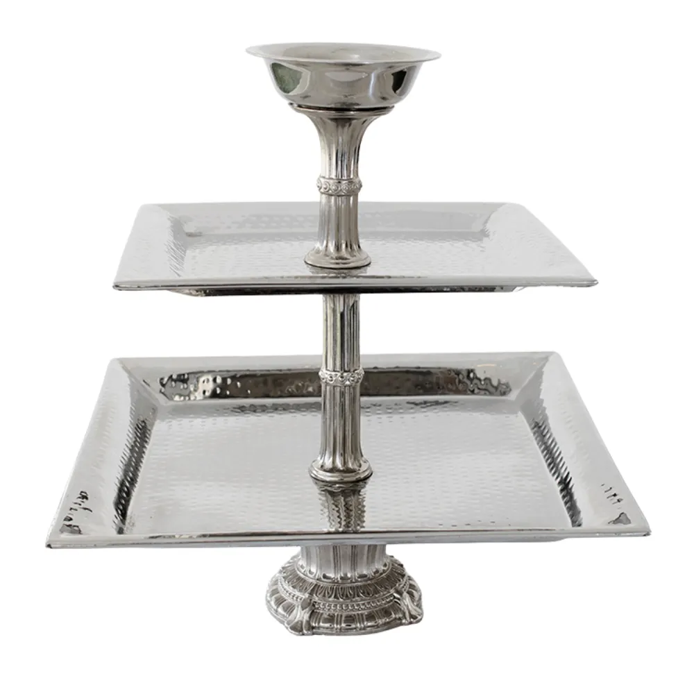 Dessert Stand - Silver Square 2-Tier