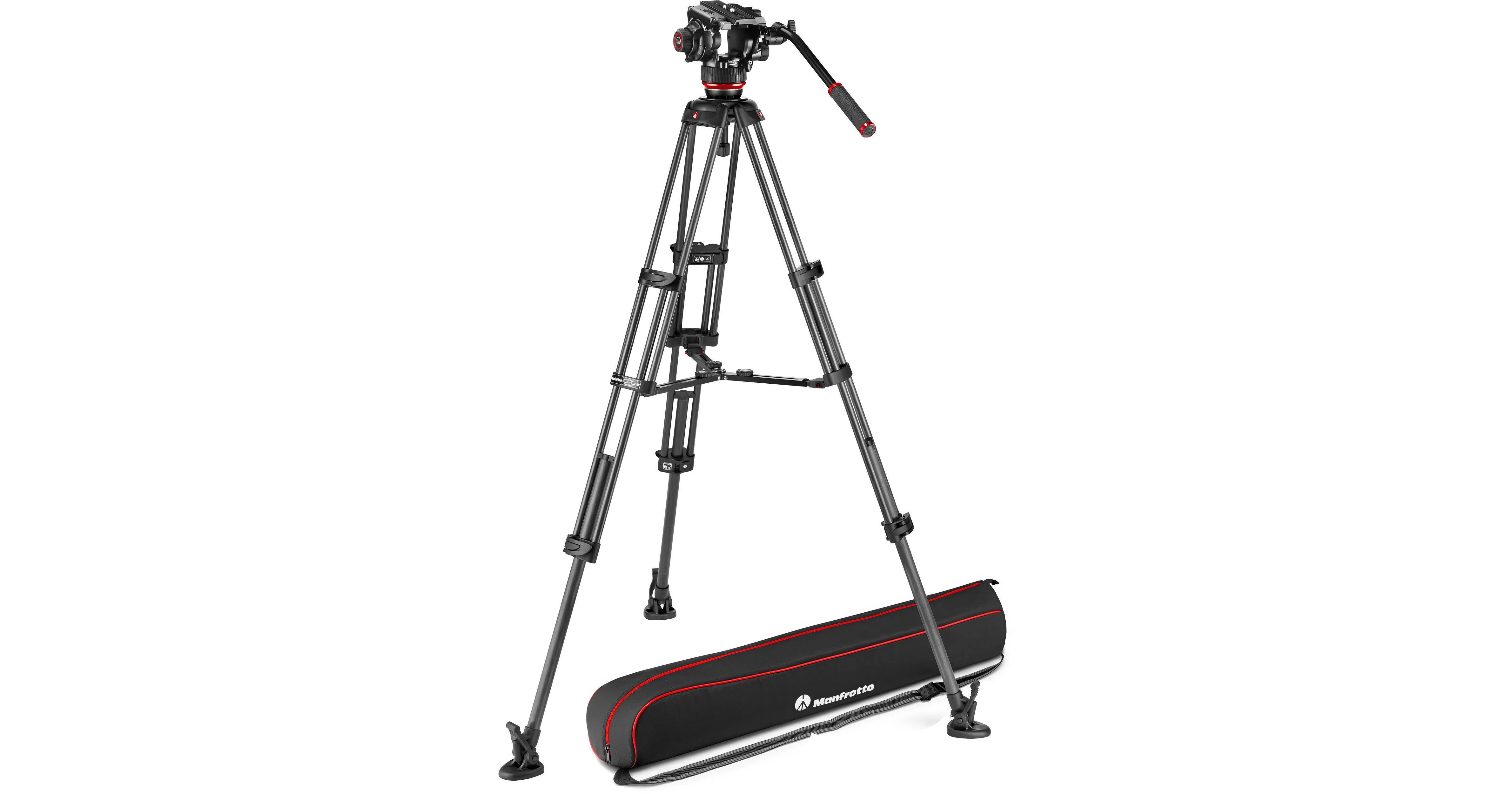 Manfrotto 504X Fluid Video Head & MVTTWINMC Carbon Fiber Tripod with Mid-Level Spreader