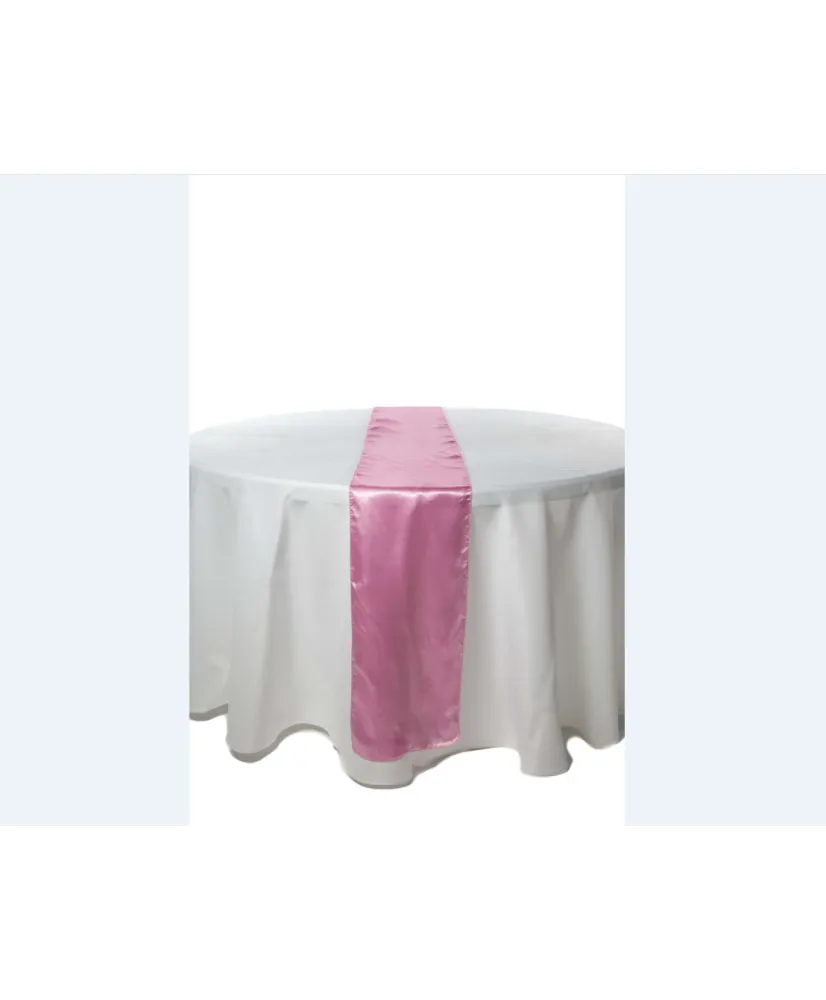 Chemin de table rose clair en satin