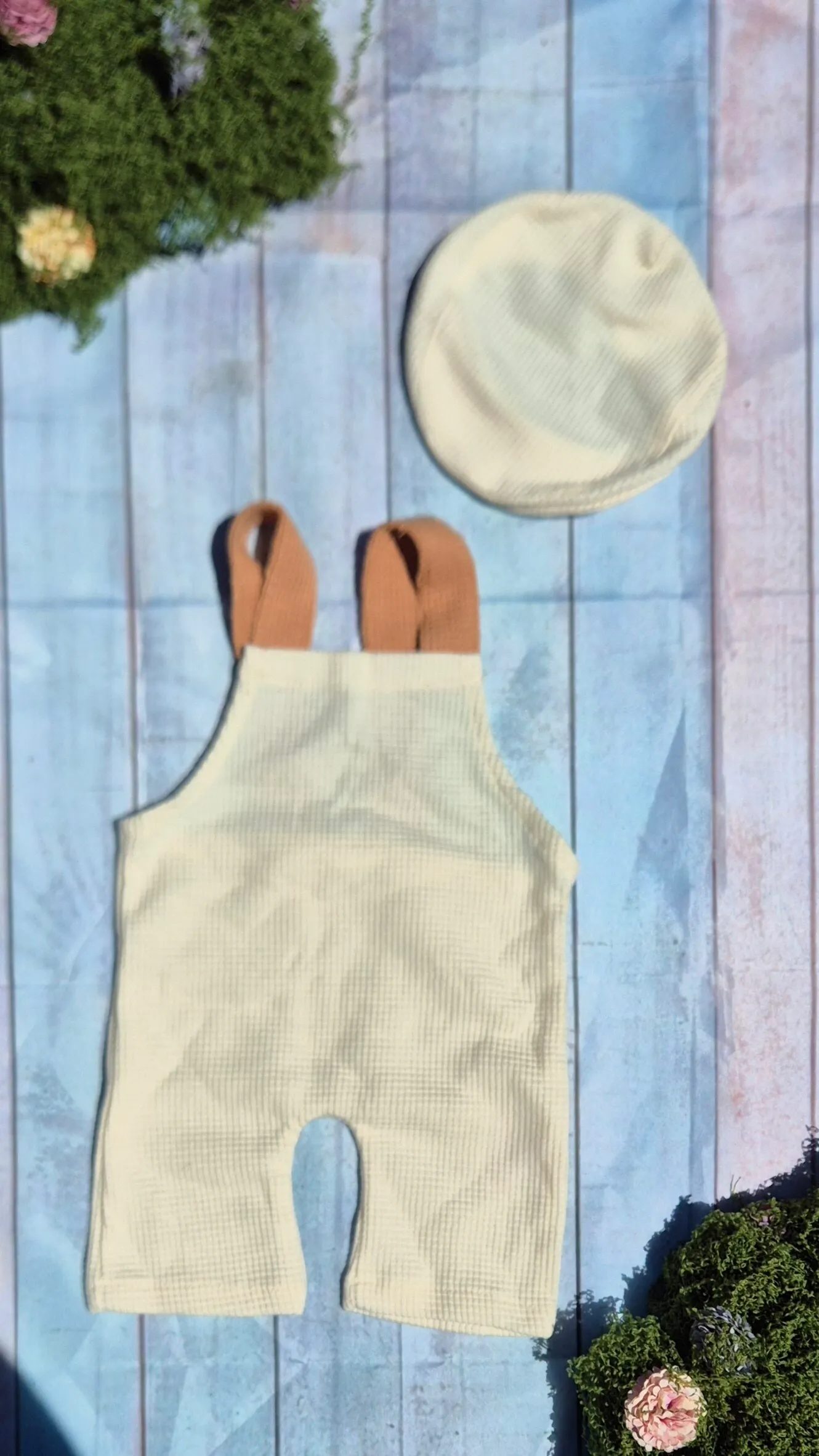 Dungerees - Cream and Tan