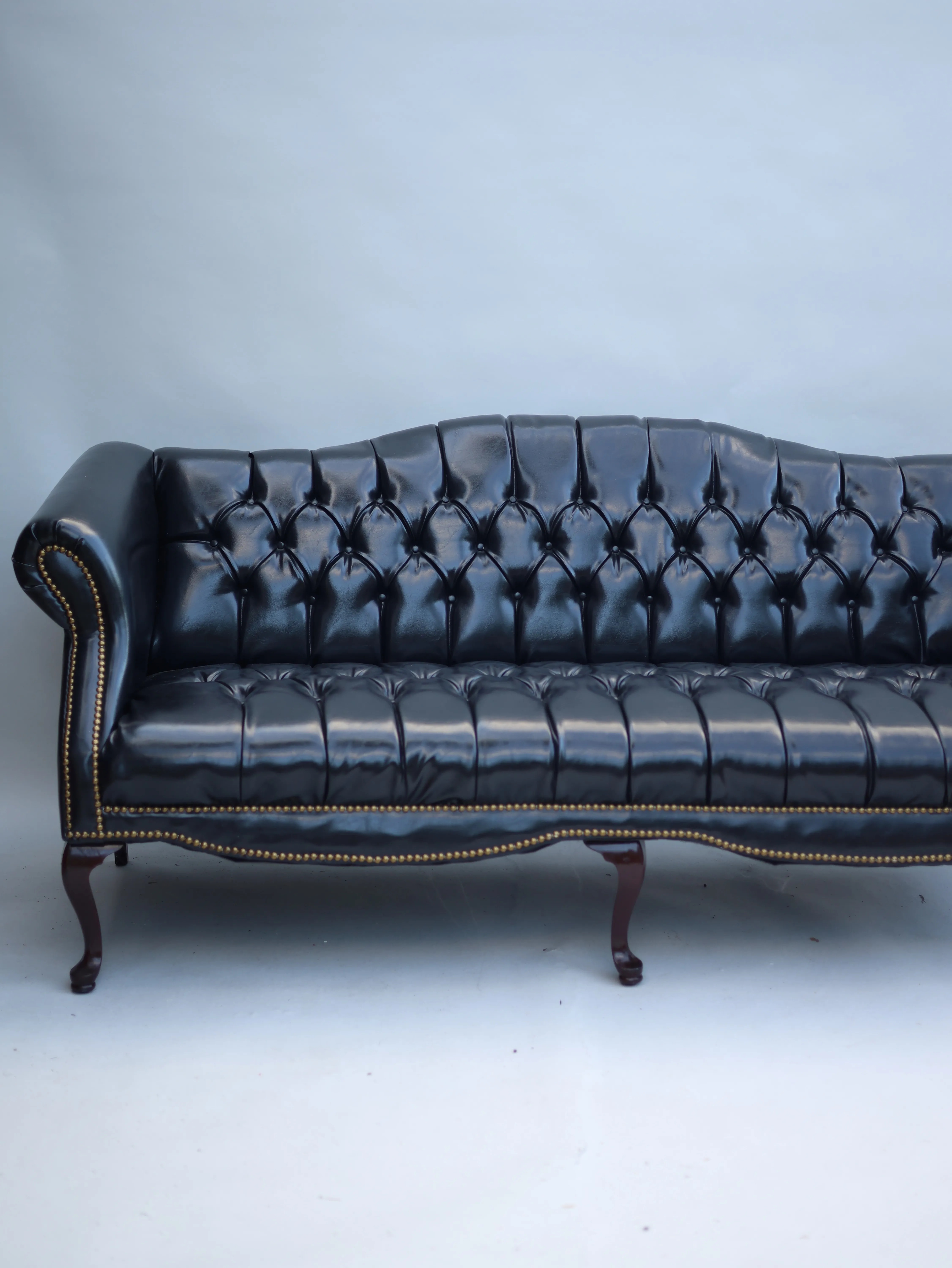 Oliver Black Leather Tufted Sofa