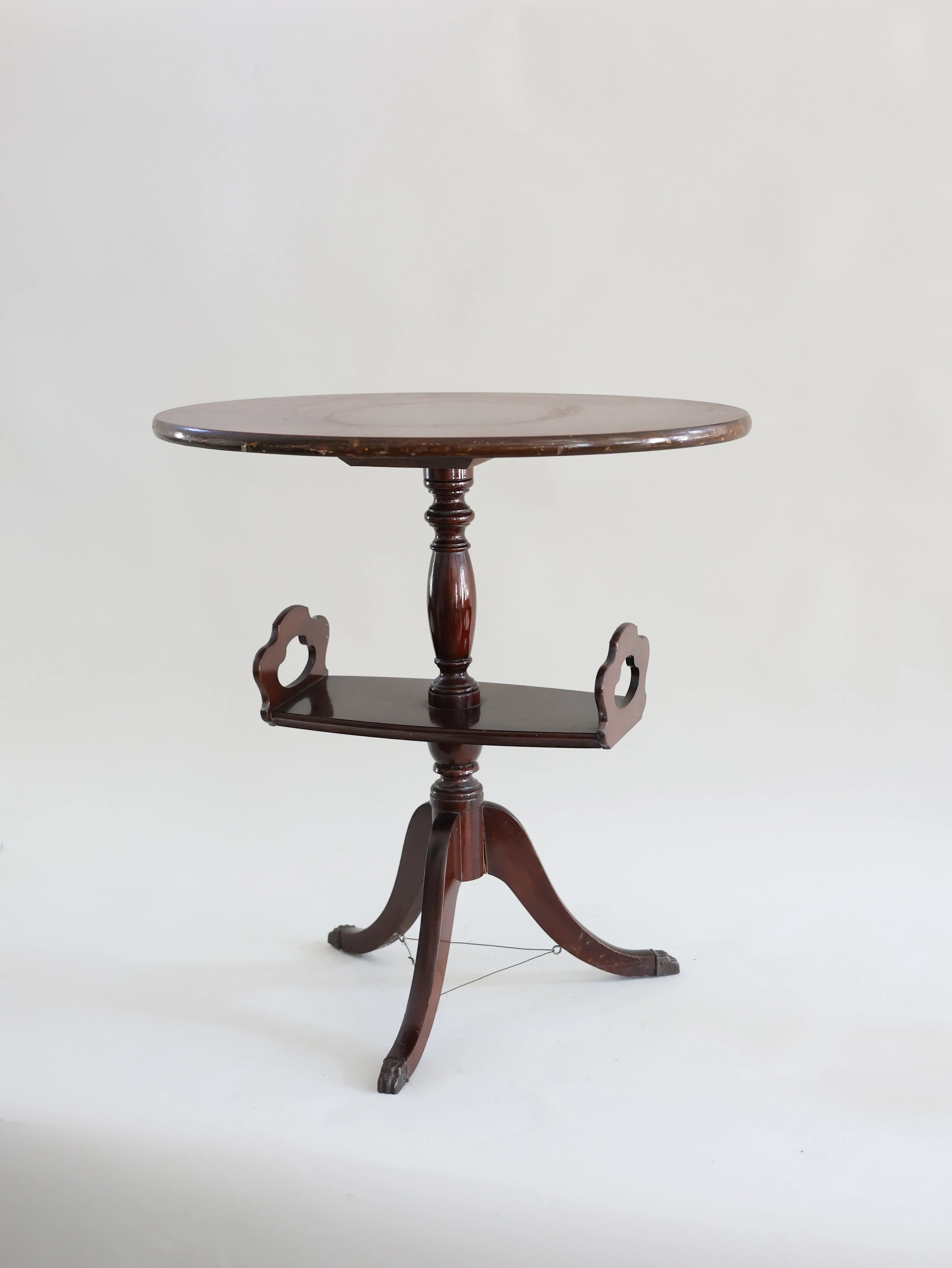 Antique Wooden 2 Level 3 Legs Side table
