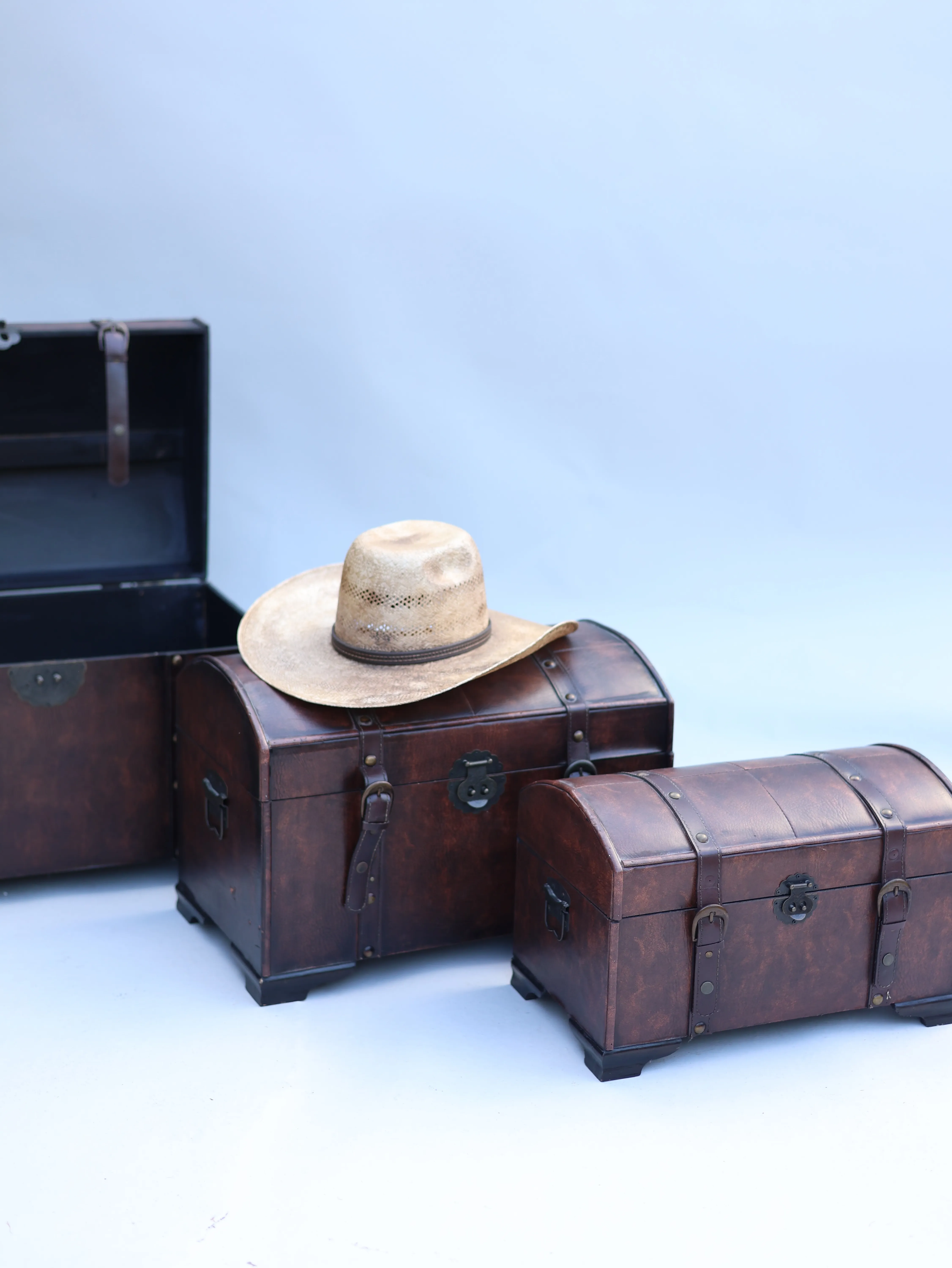 Leather Trunks Set Of 3