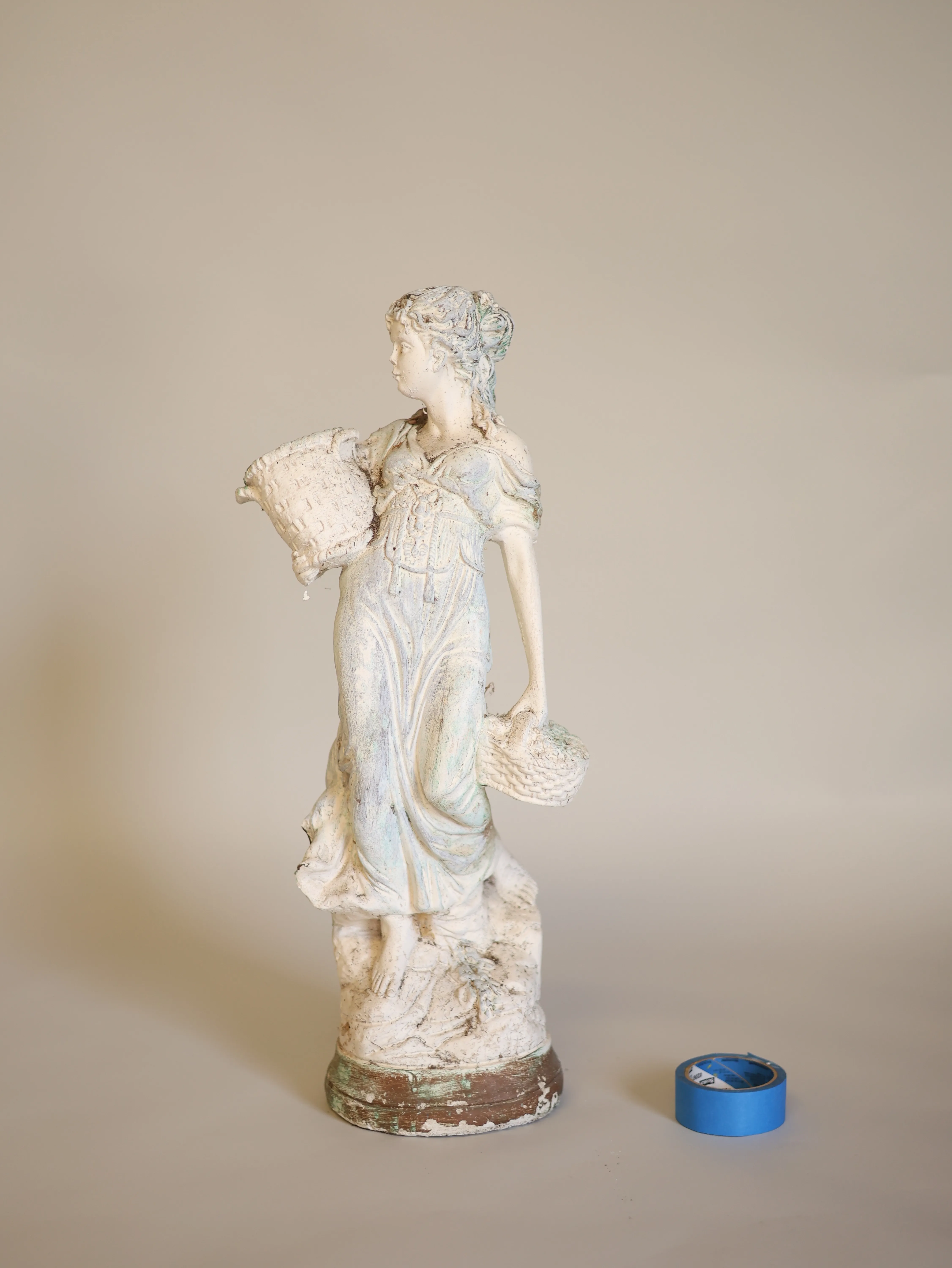 Women With Basket Statue White