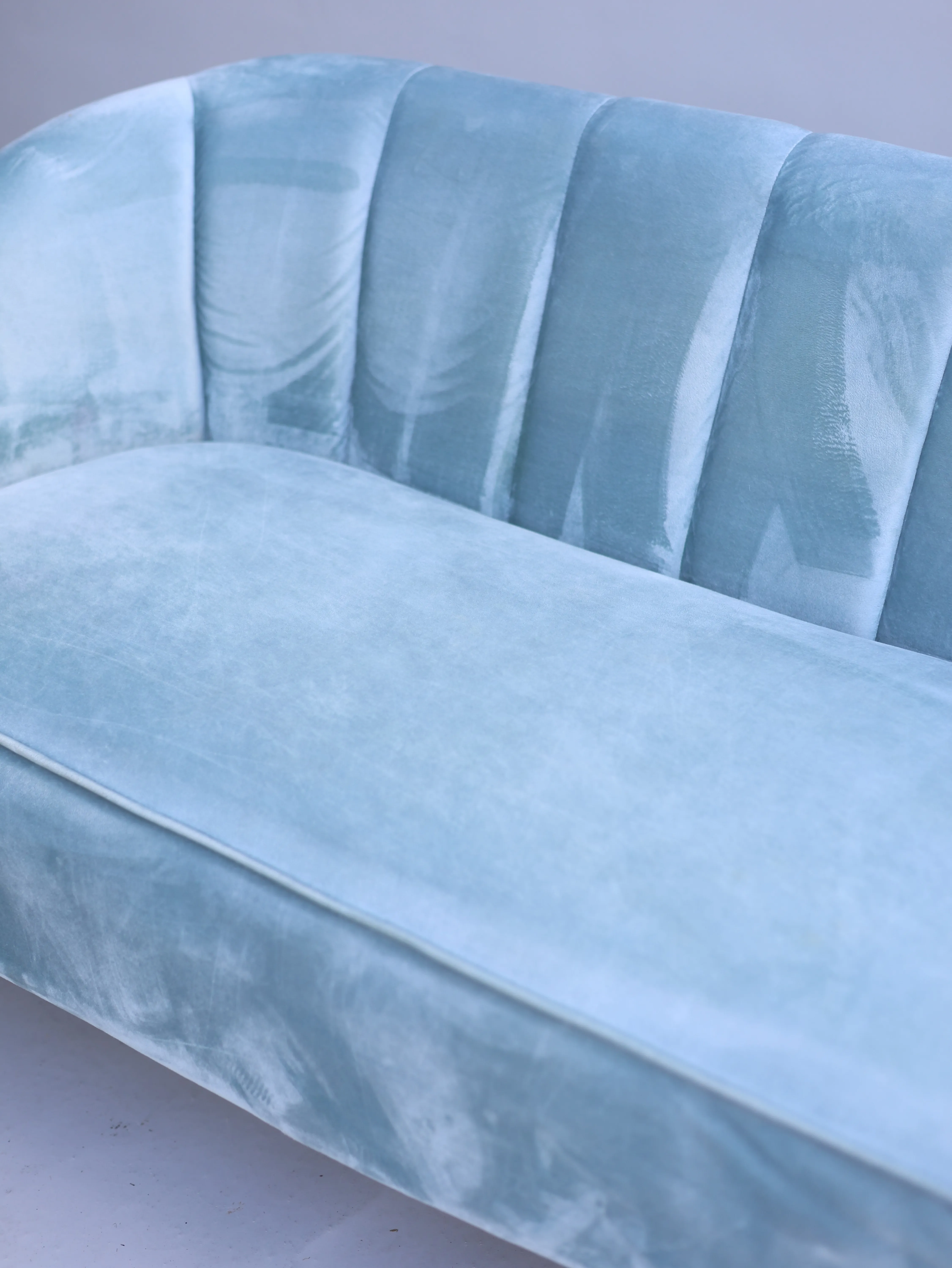 Ted Sky Blue Velvet Loveseat