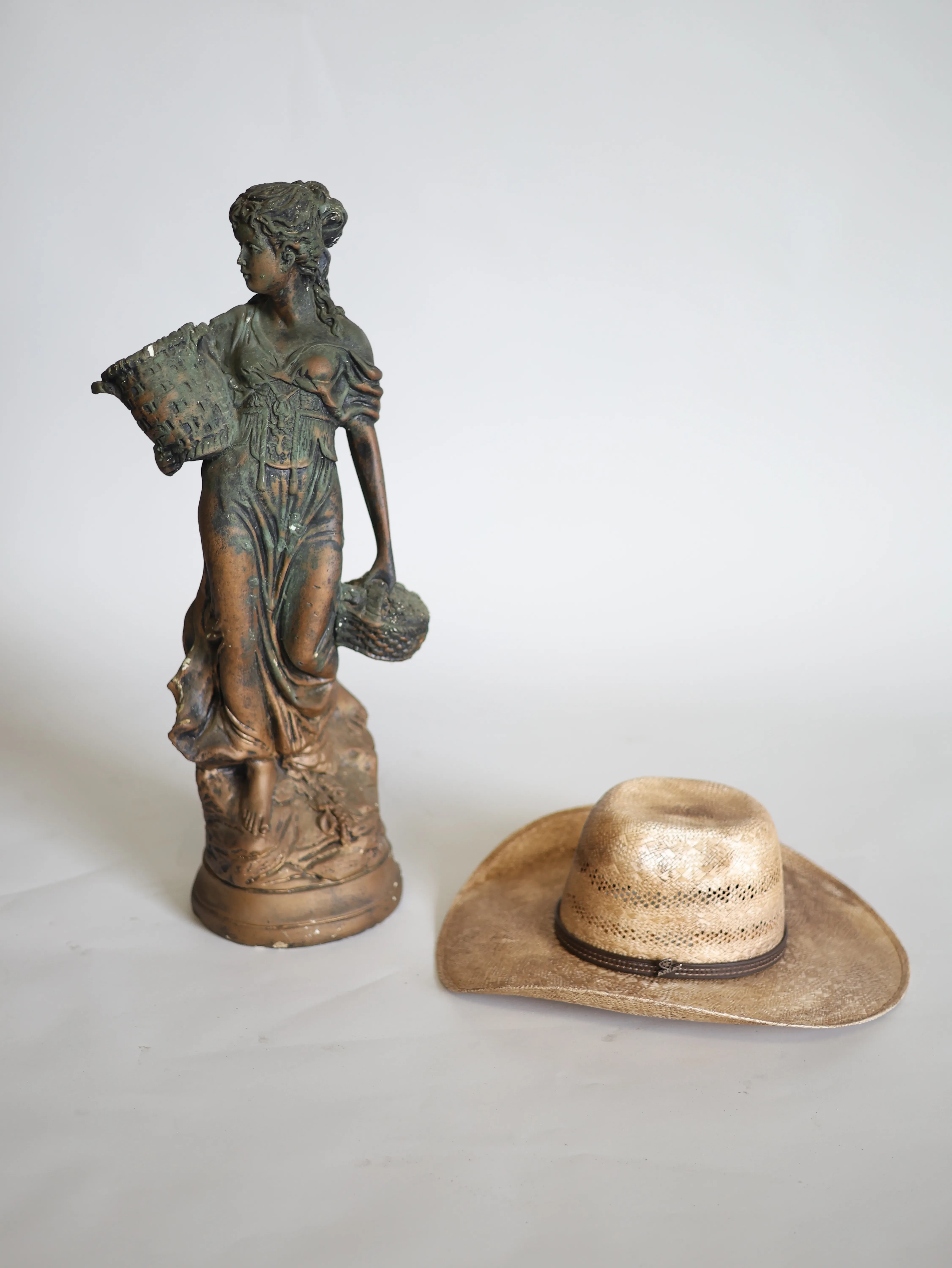 Women With Basket Statue Bronze