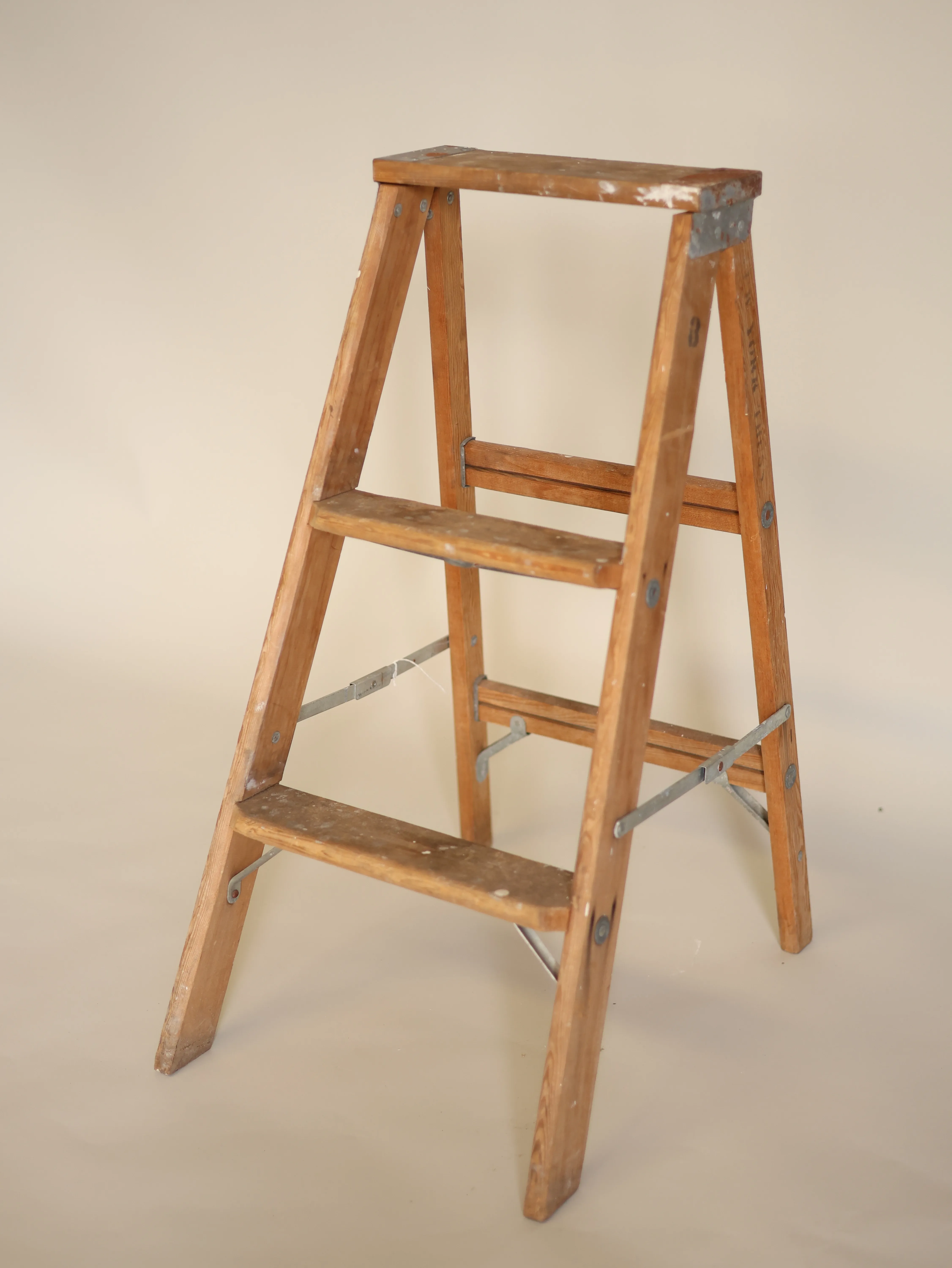 Two step wooden ladder