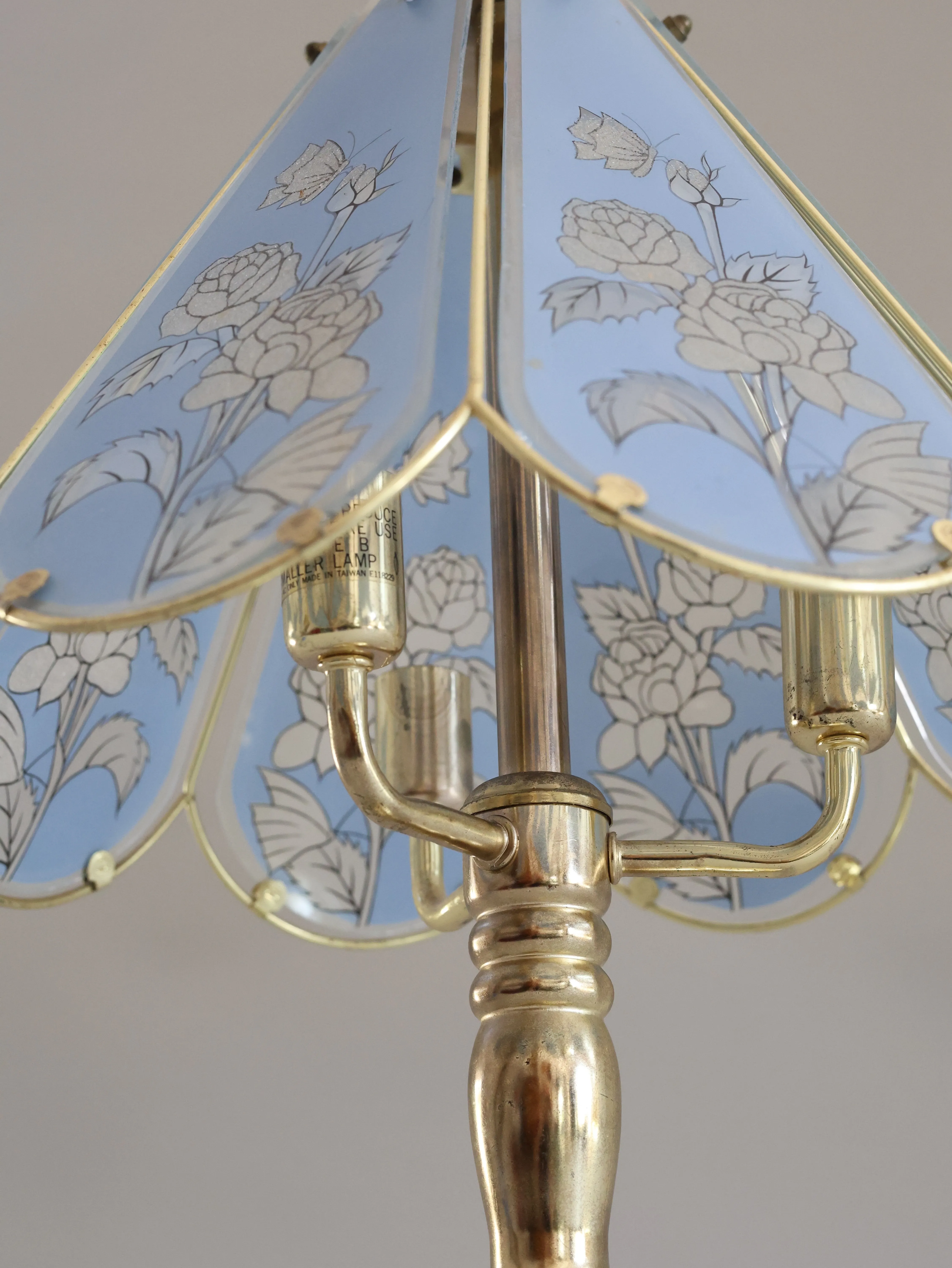 Blue Glass Gold Table Lamp