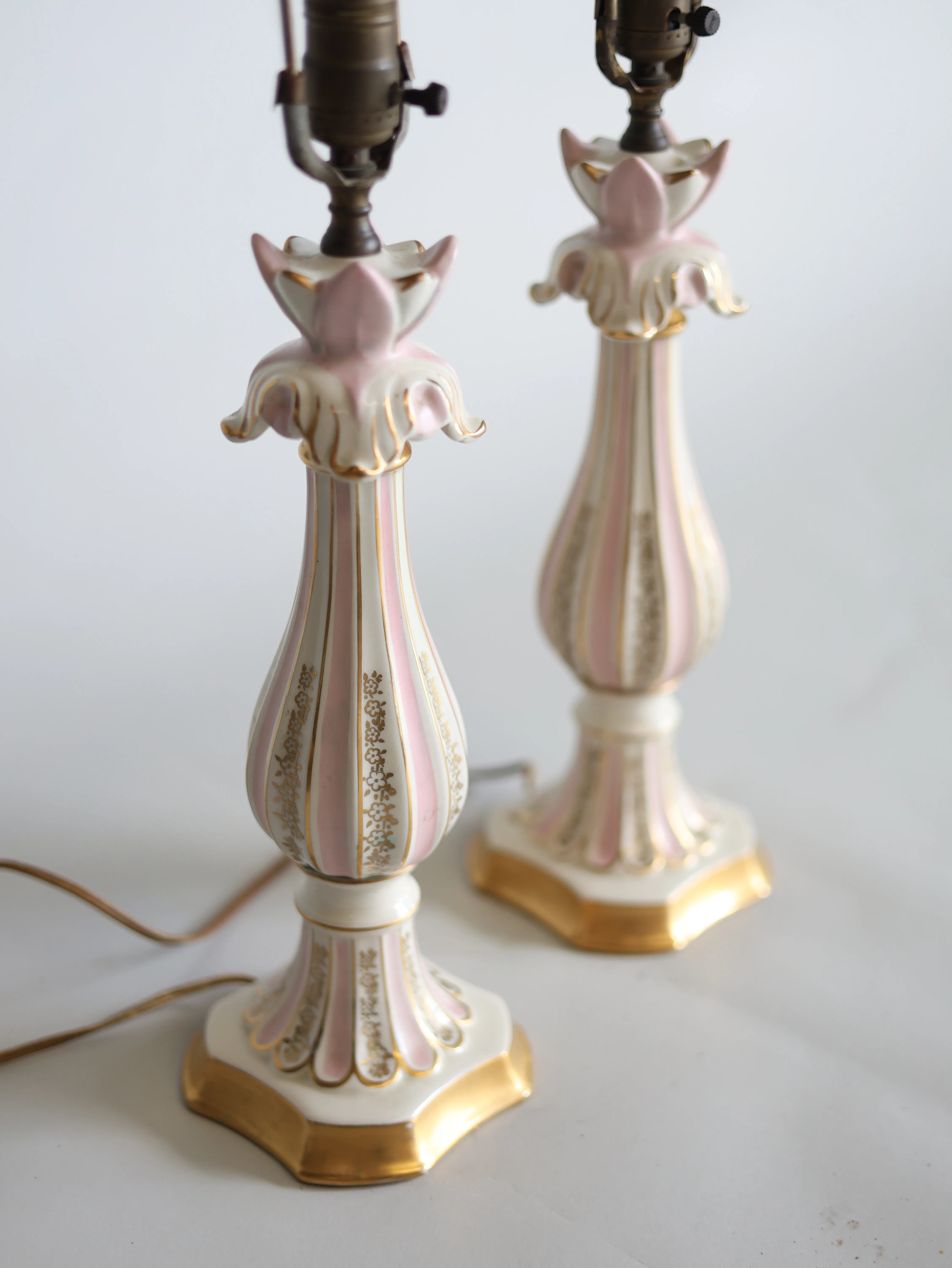Pink stripes antique lamps