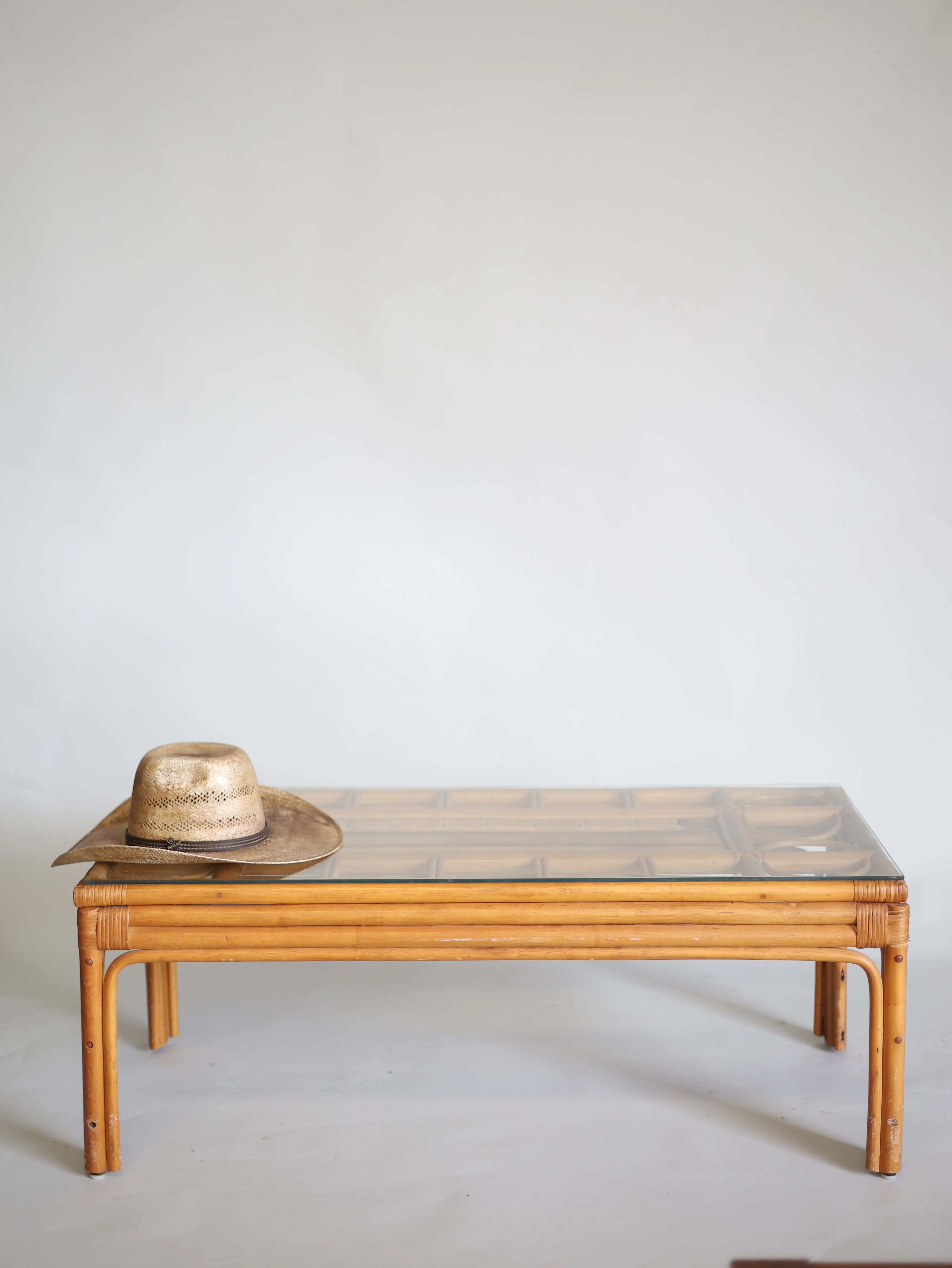 Rattan Glass Coffee Table