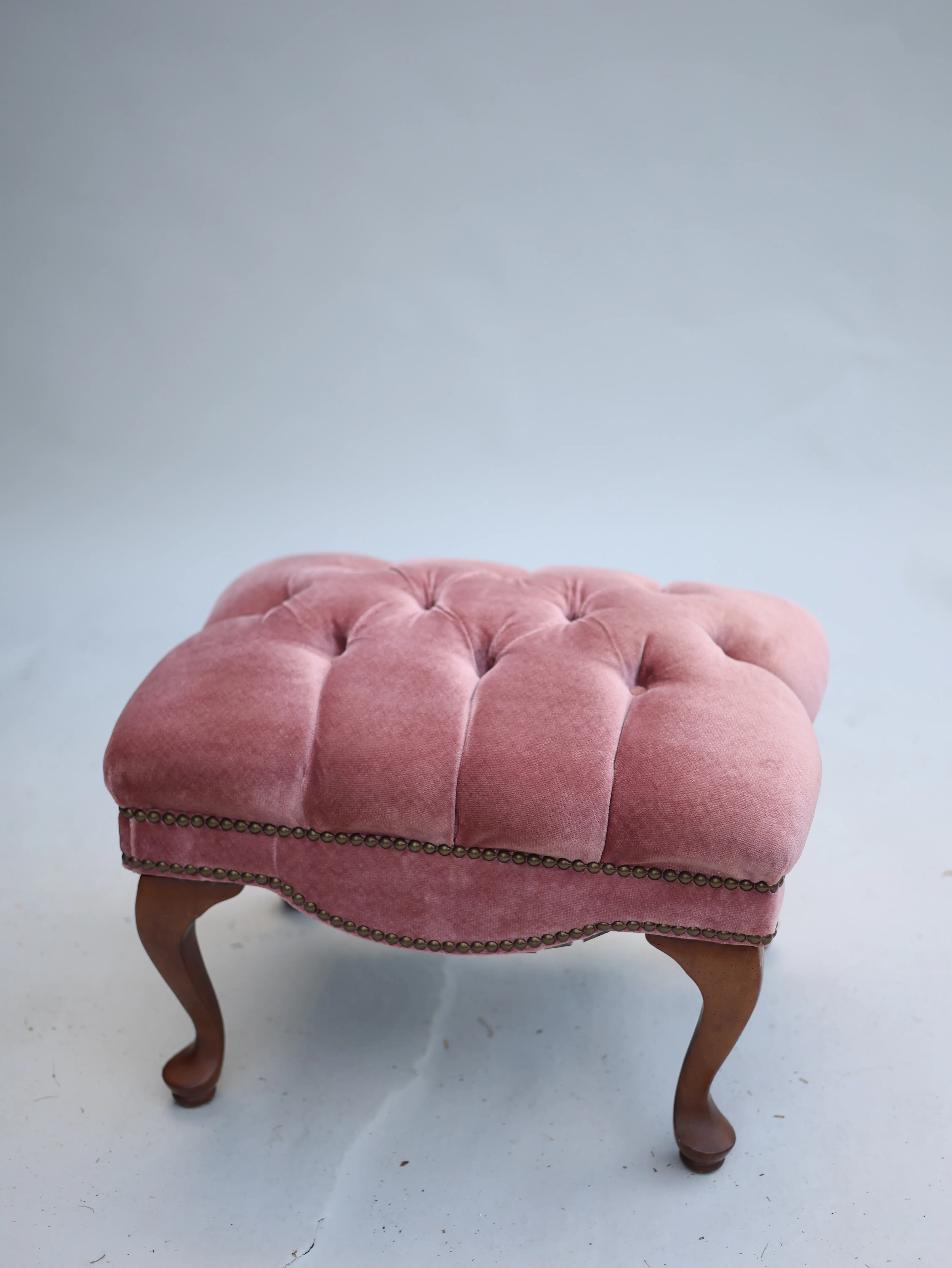 Evelyn - Pink Velvet Tufted Armchair with ottoman