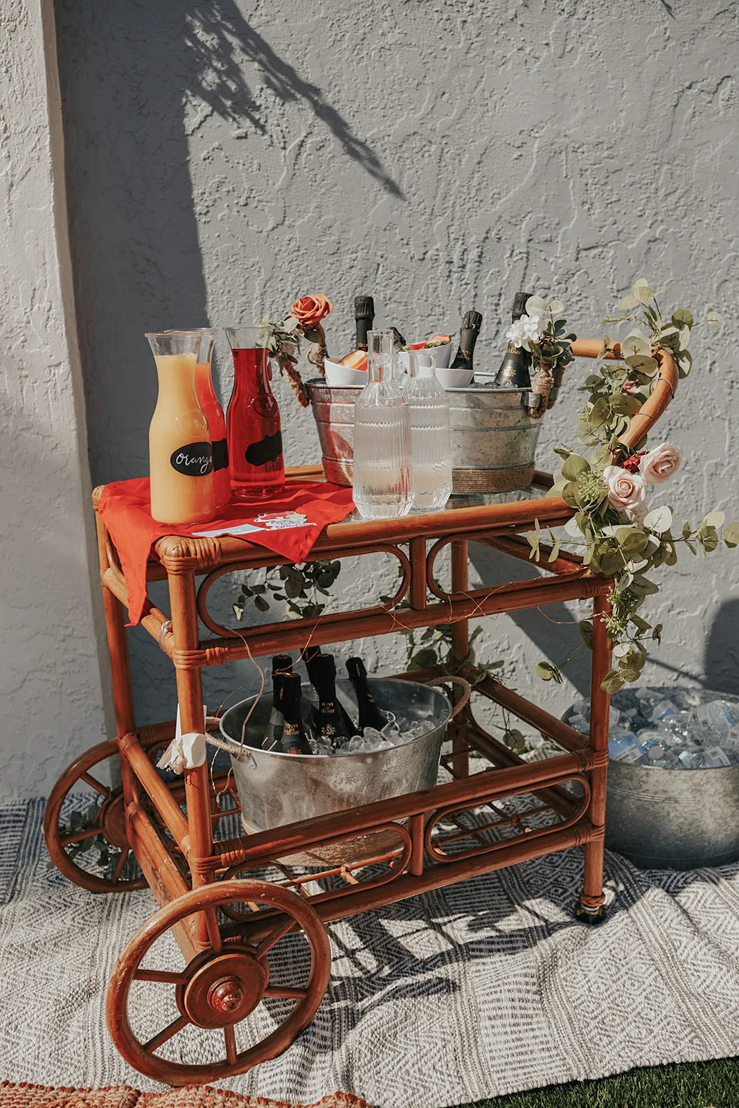 Rattan bar cart