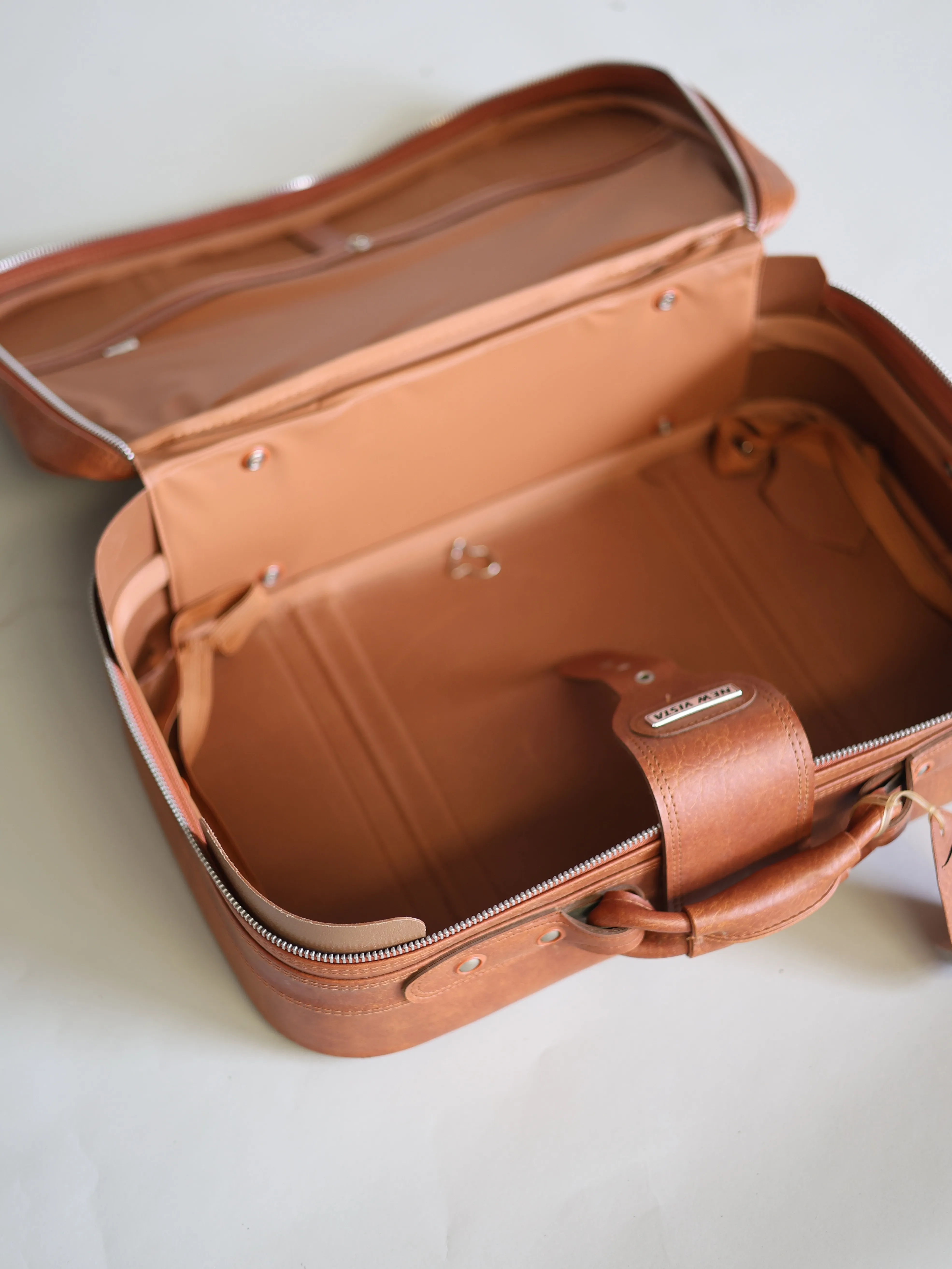 Brown leather soft suitcase