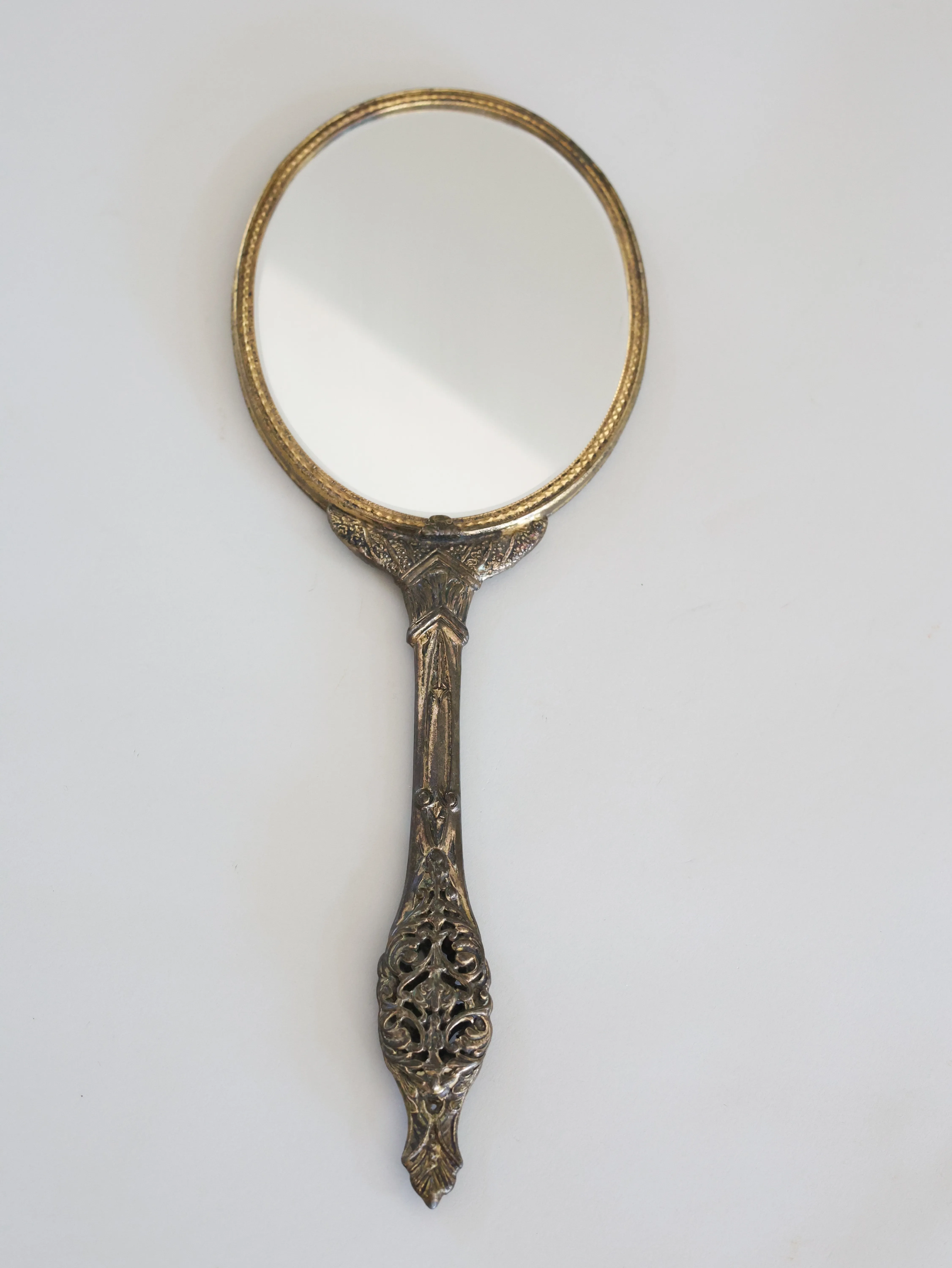 Antique Handheld Mirror Brass