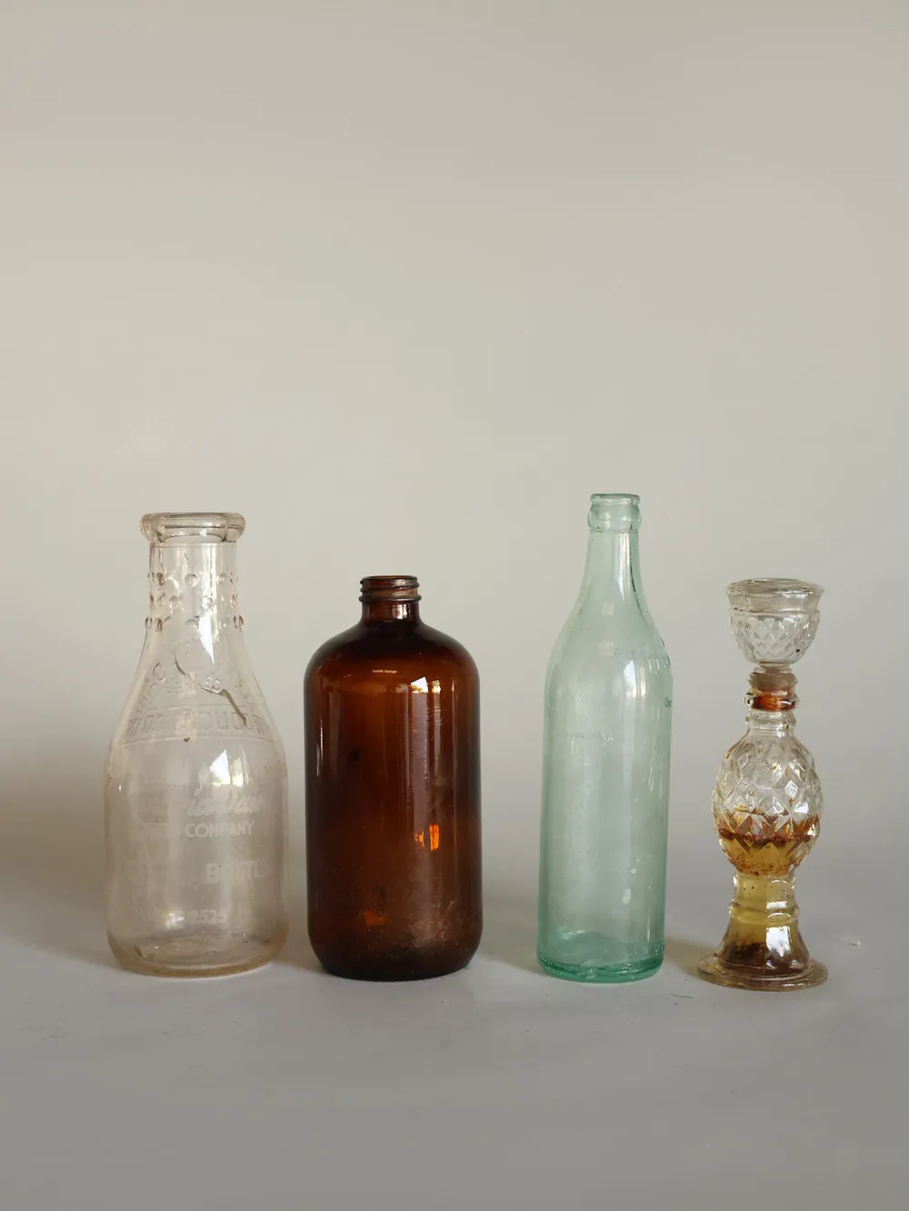 Assorted glass bottles