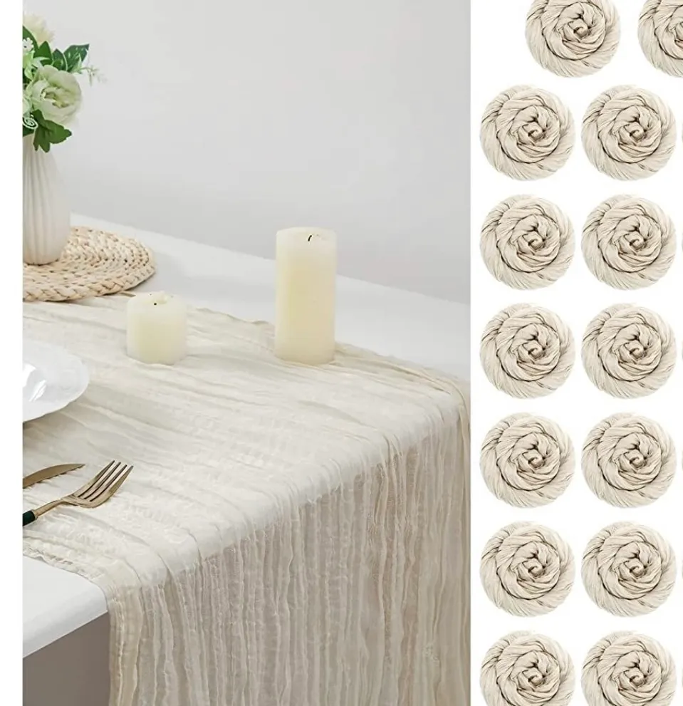 Beige Cheesecloth table runner