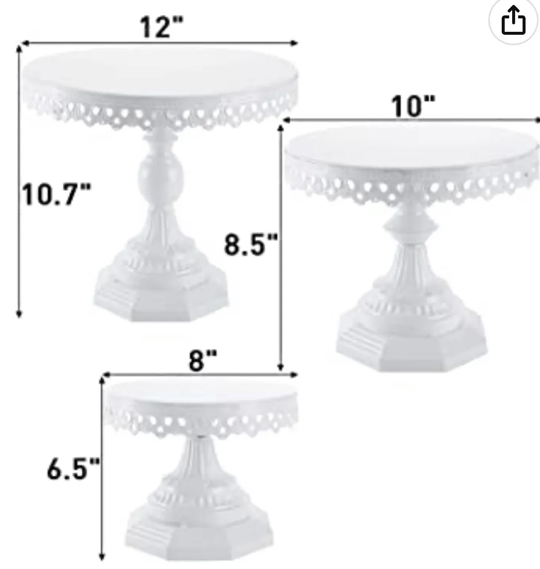 Set of white metal cake stand