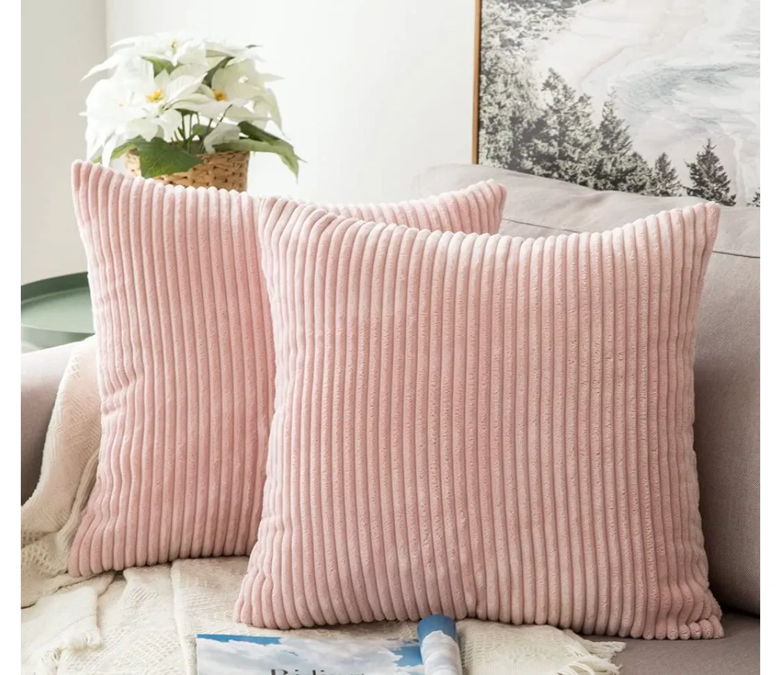 Boho Picnic Pillow Pink Corduroy 