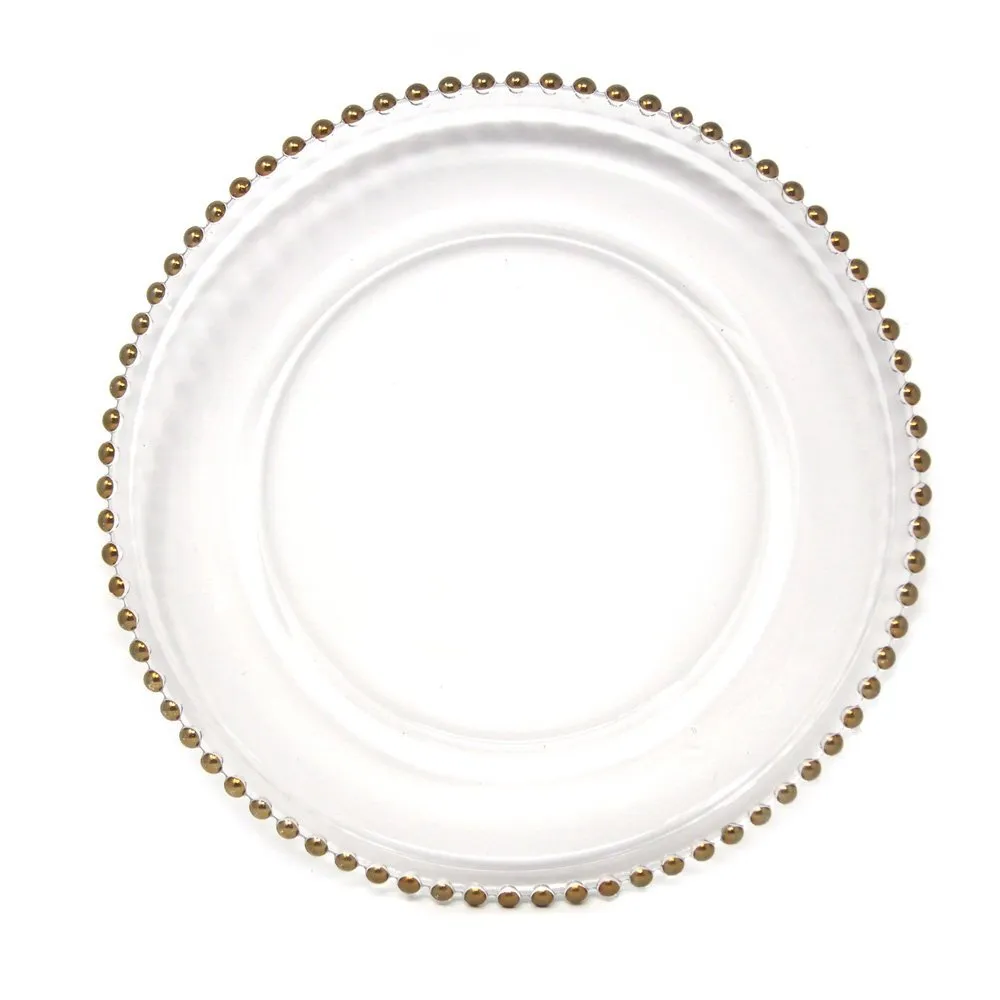Clear Charger with Gold Bead Edges