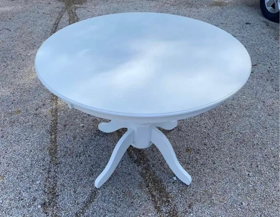 White Pedestal Table 4’