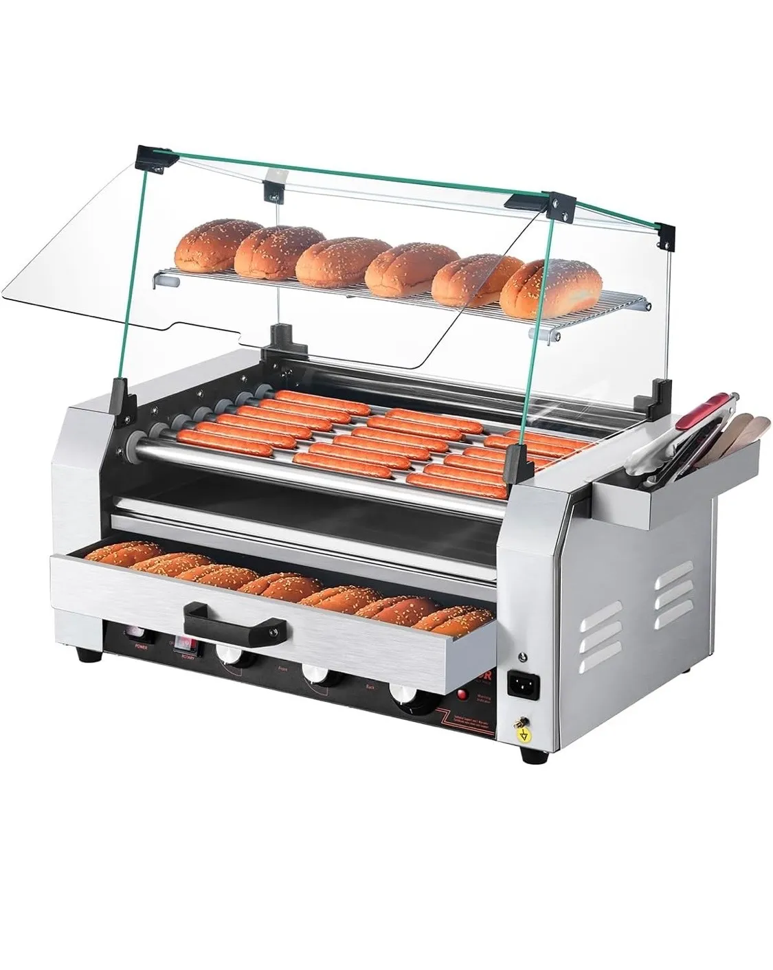 Commercial Hot Dog Roller with Bun Warmer