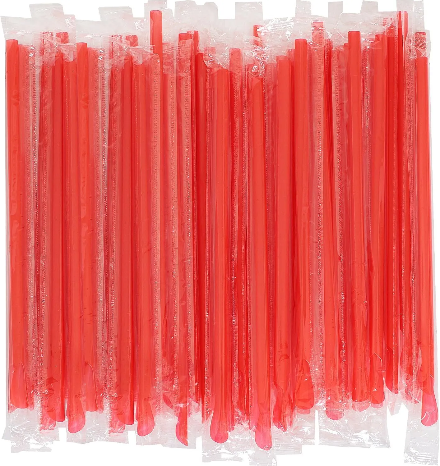 Individually Wrapped Sno-cone Spoon Straws (Red, 50)