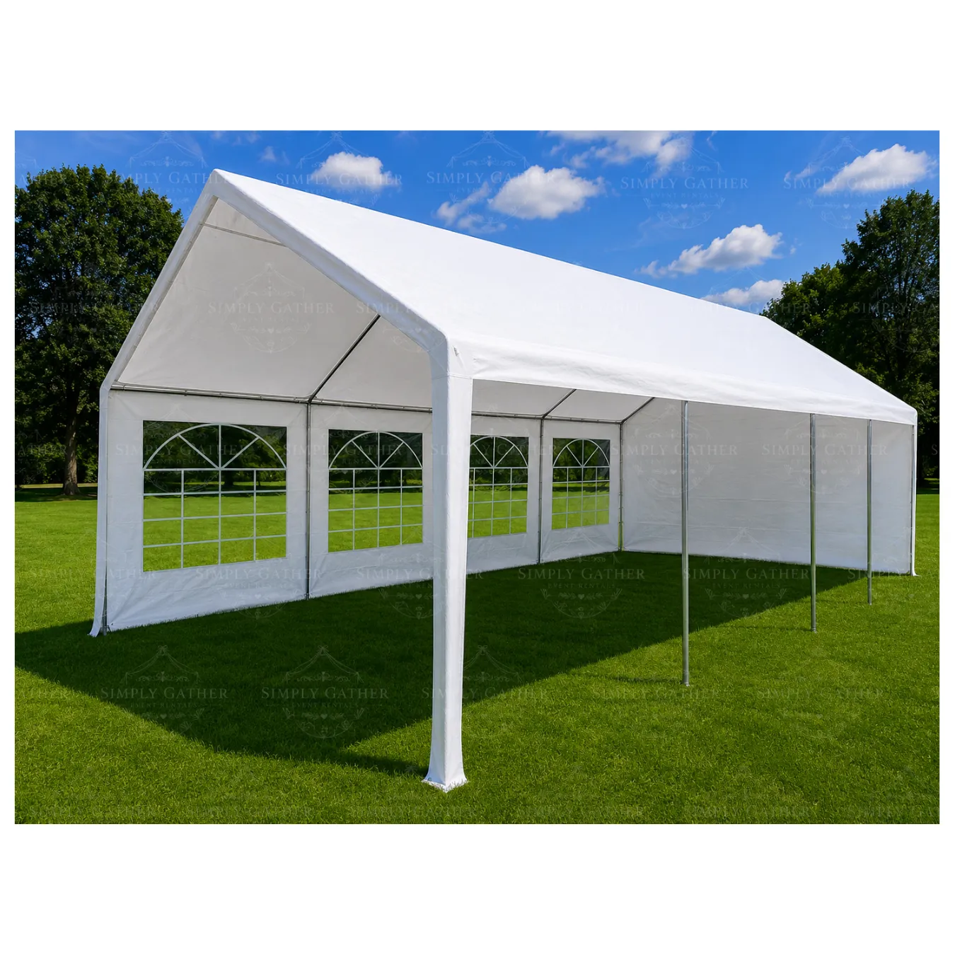 13' × 26' White Pole Tent + Sidewalls