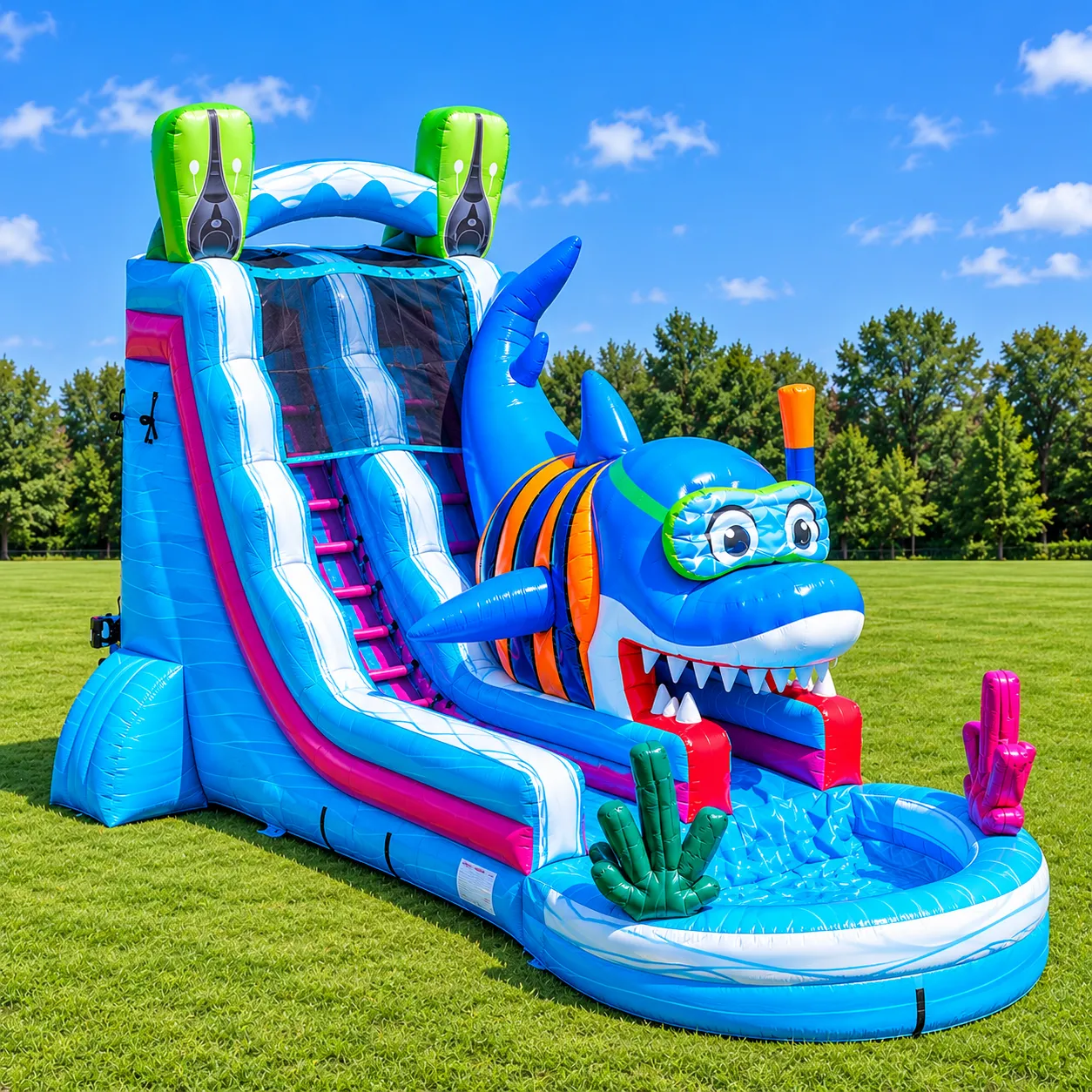 🦈💦 Mr. Sharky 18FT Water Slide – Wet/Dry